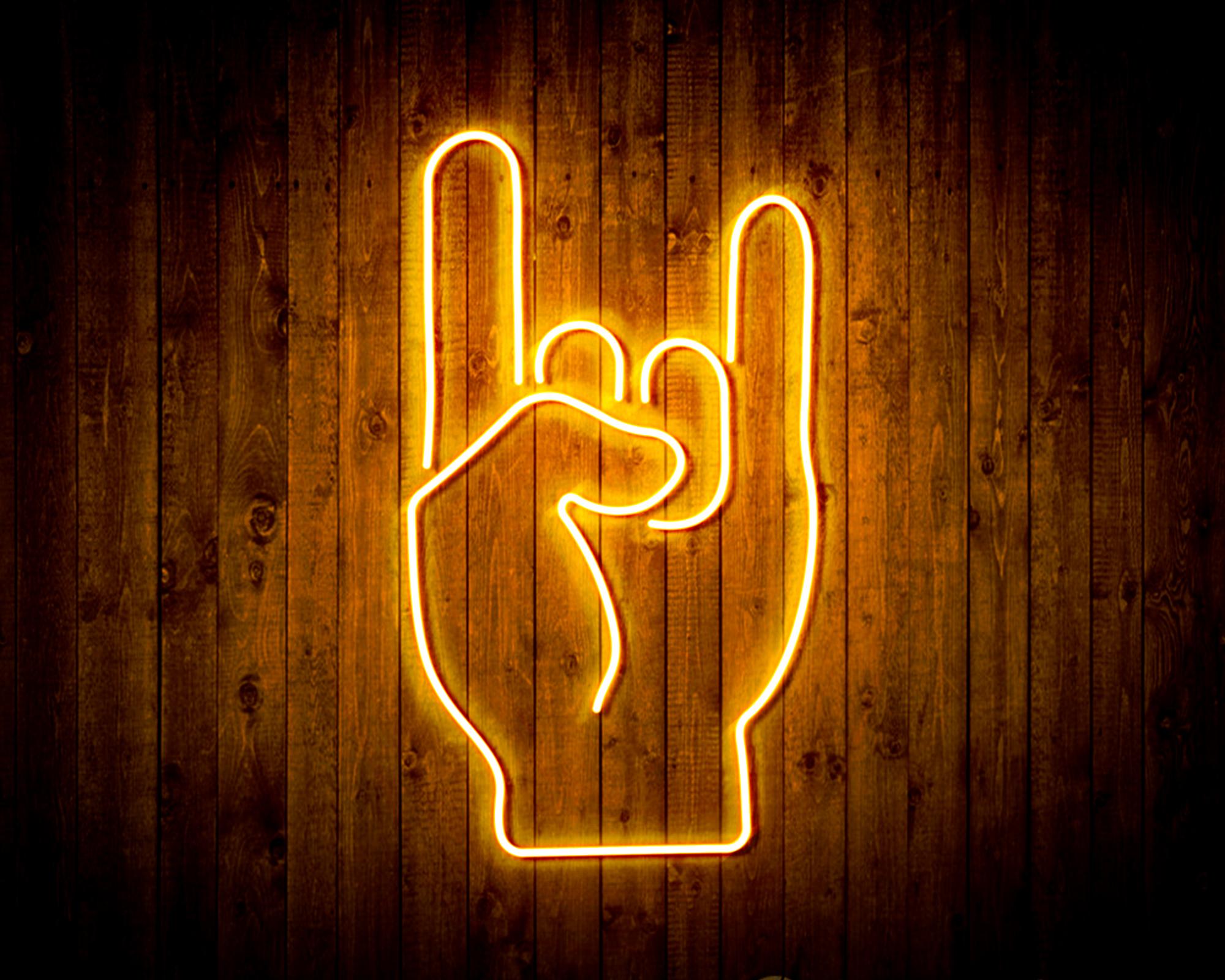 Rock On Hand Sign LED Neon Sign