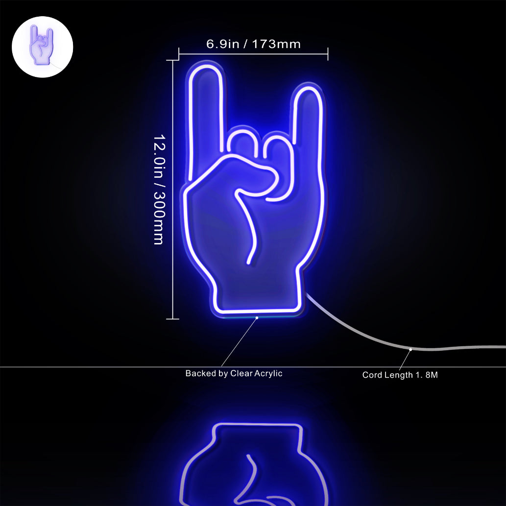 Rock On Hand Sign LED Neon Sign