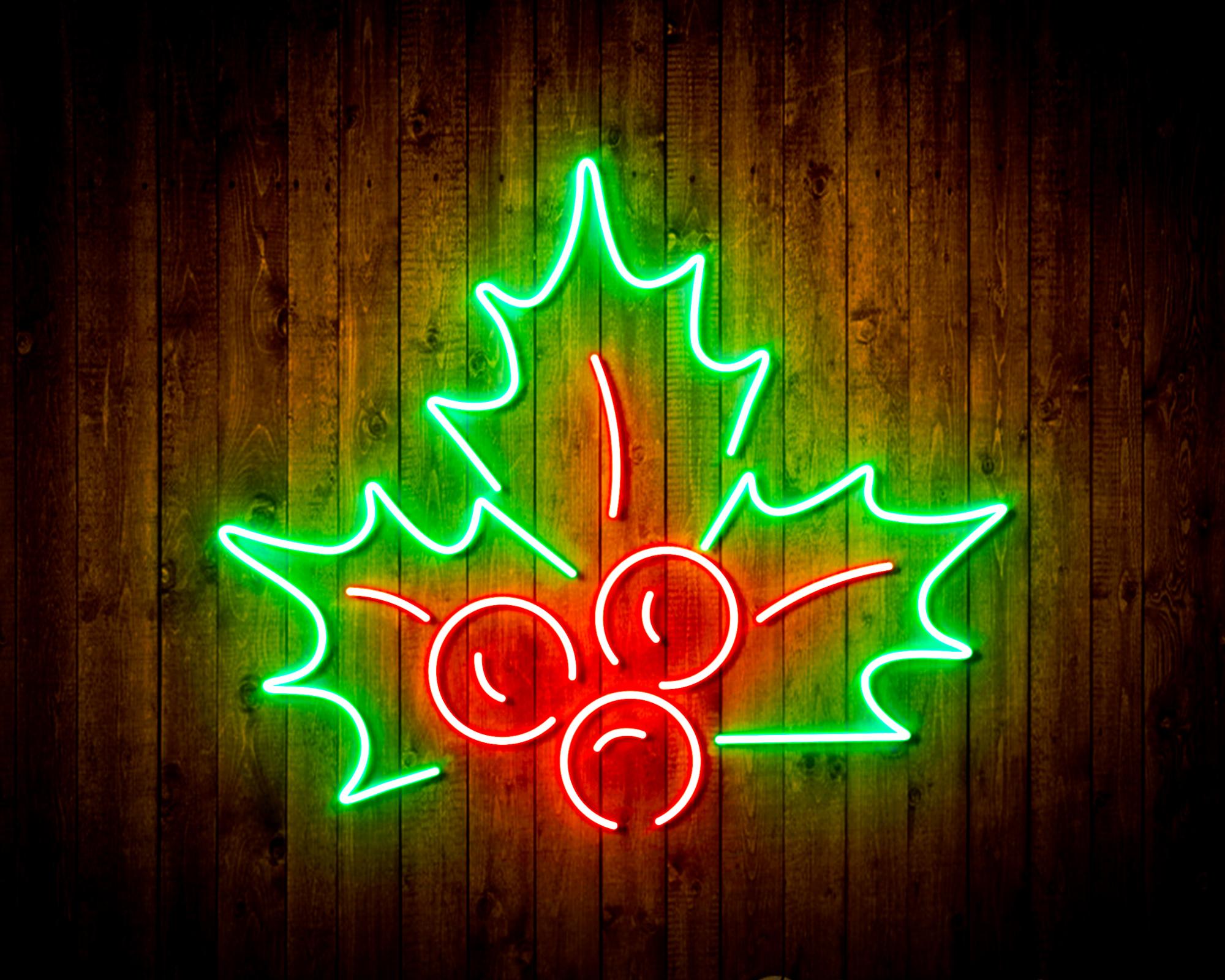 Christmas Holly Leaves LED Neon Sign Wall Light