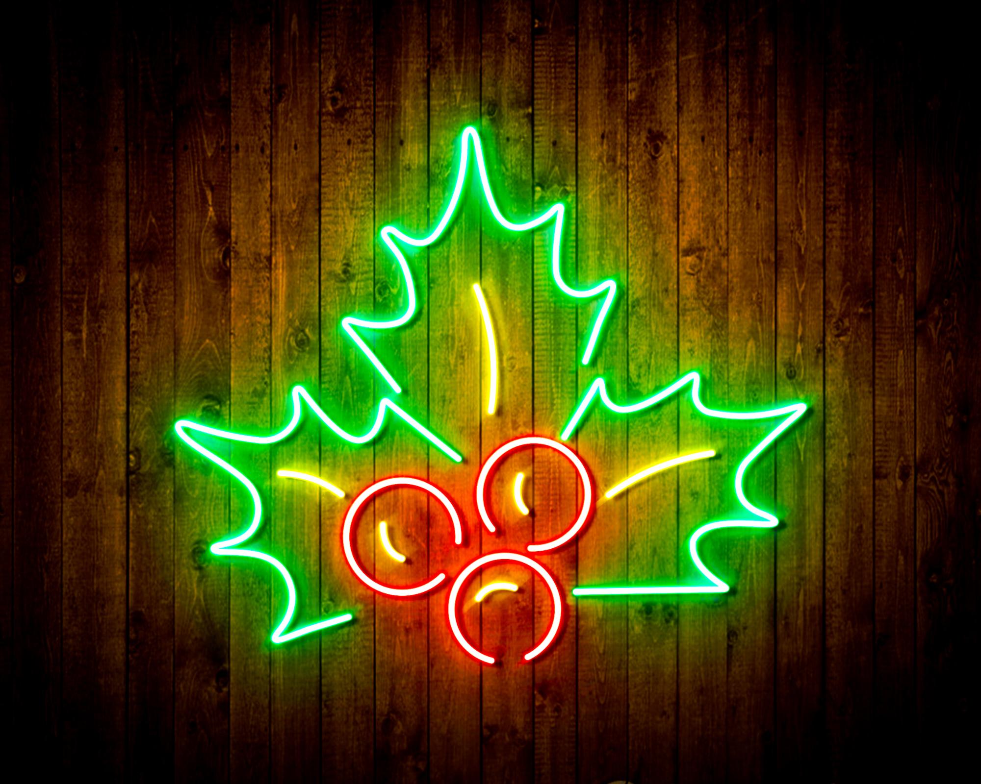 Christmas Holly Leaves LED Neon Sign Wall Light