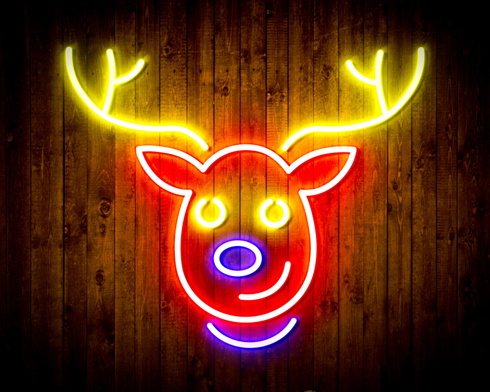 Christmas Deer Face LED Neon Sign Wall Light