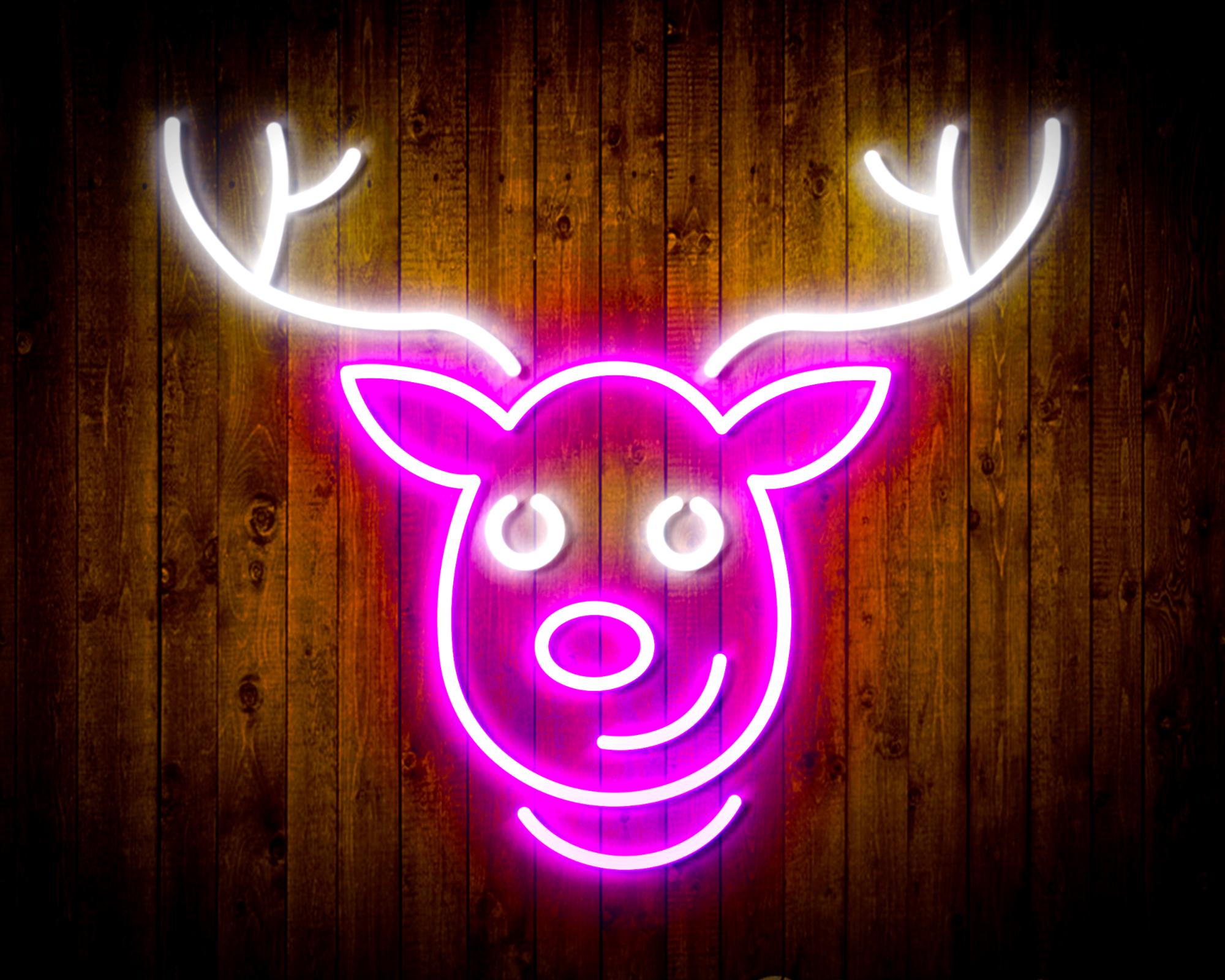 Christmas Deer Face LED Neon Sign Wall Light