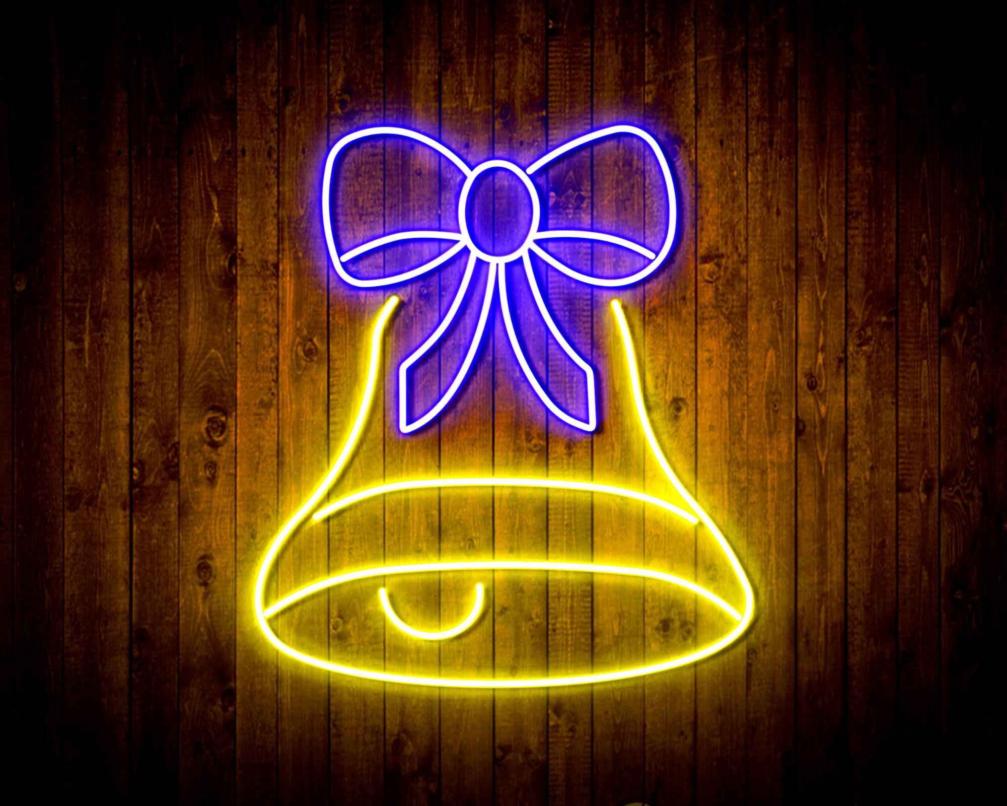 Christmas Bell with Ribbon LED Neon Sign Wall Light