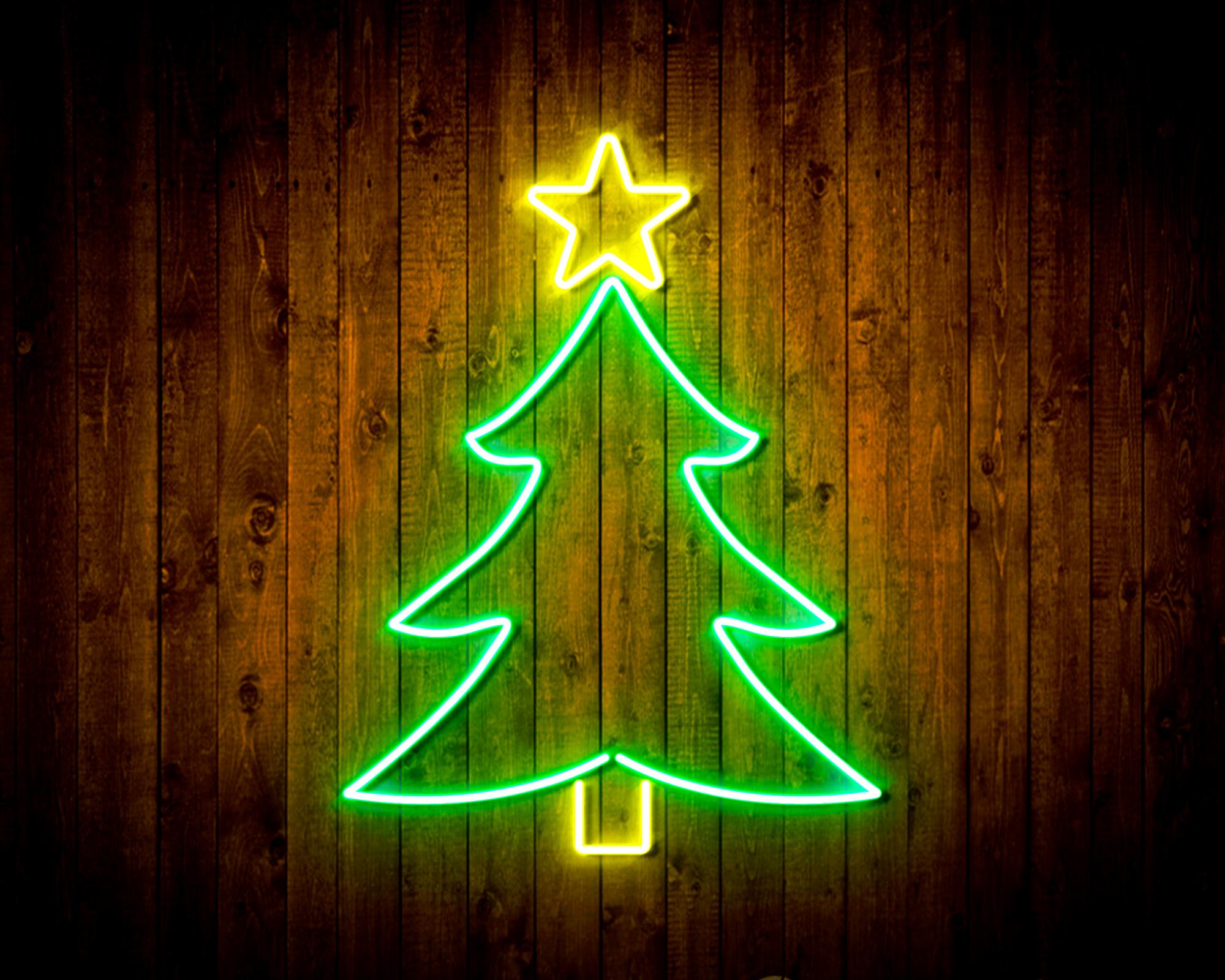 Christmas Tree and Star LED Neon Sign Wall Light