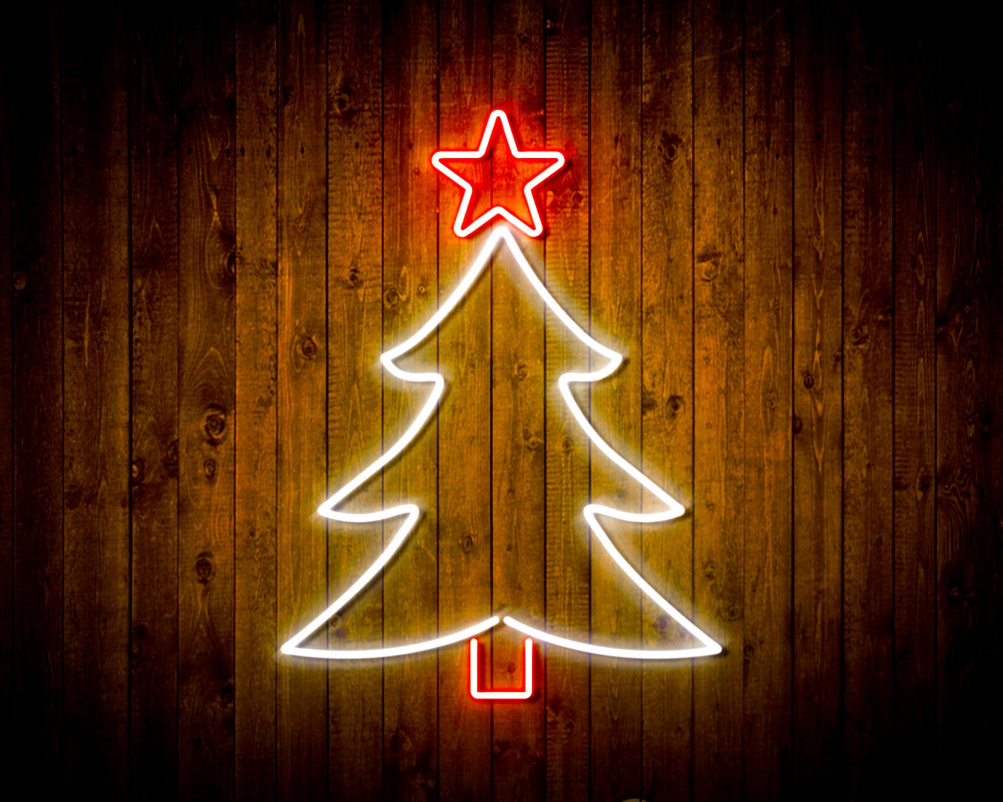 Christmas Tree and Star LED Neon Sign Wall Light