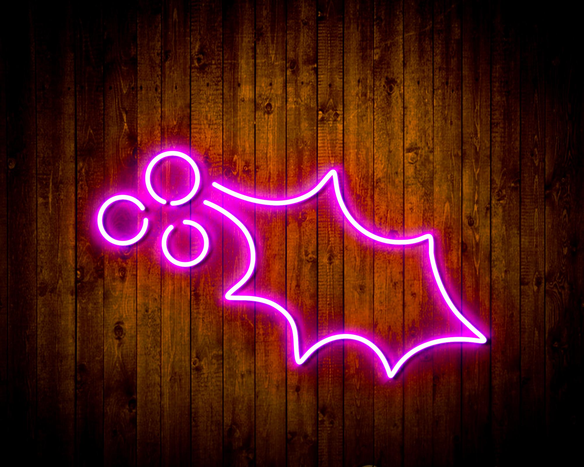 Christmas Holly Leaf and Berry LED Neon Sign Wall Light