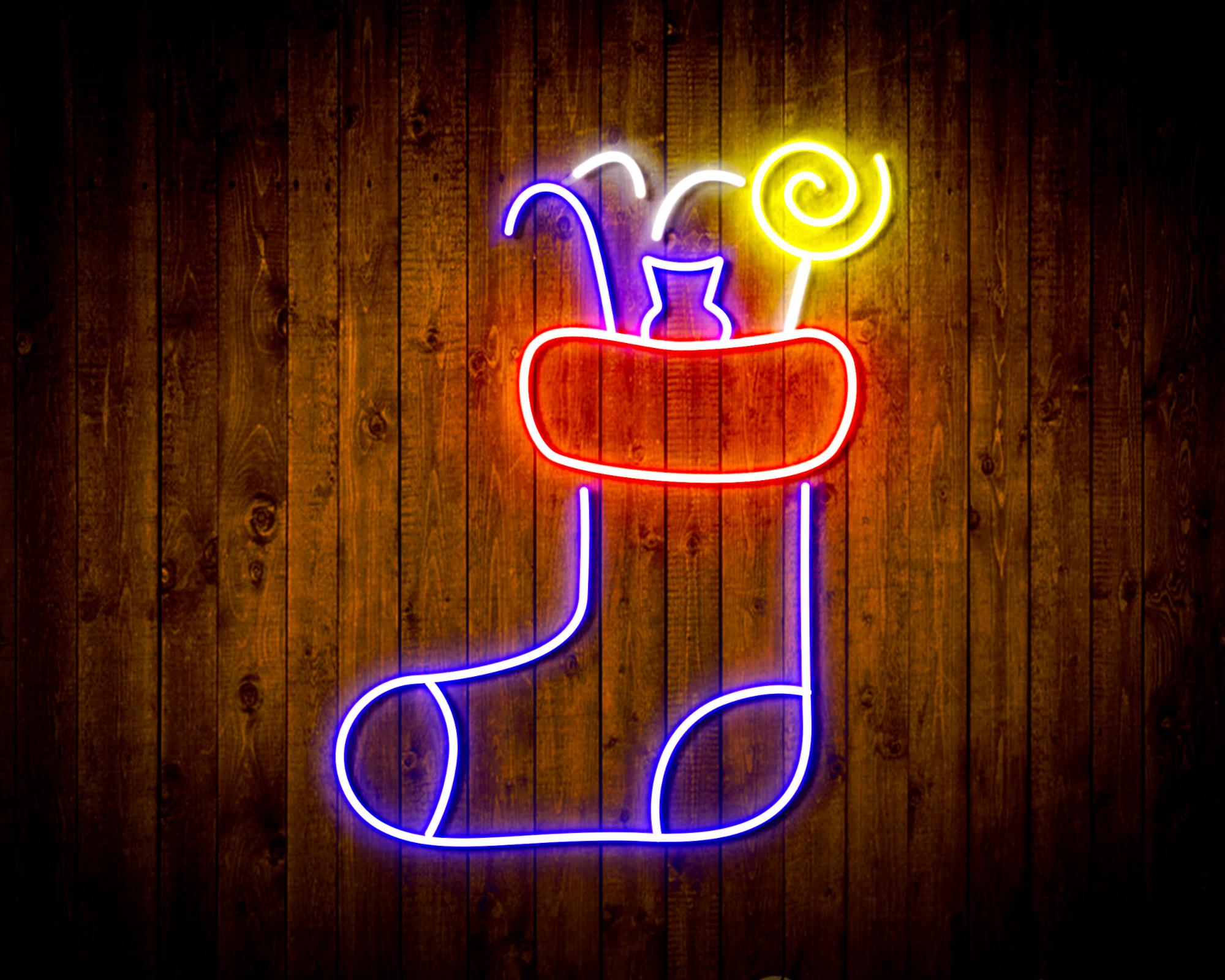 Christmas Hat with Cndies LED Neon Sign Wall Light