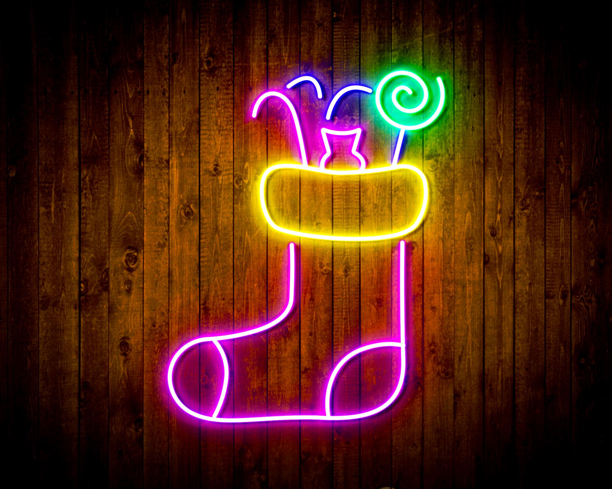Christmas Hat with Cndies LED Neon Sign Wall Light