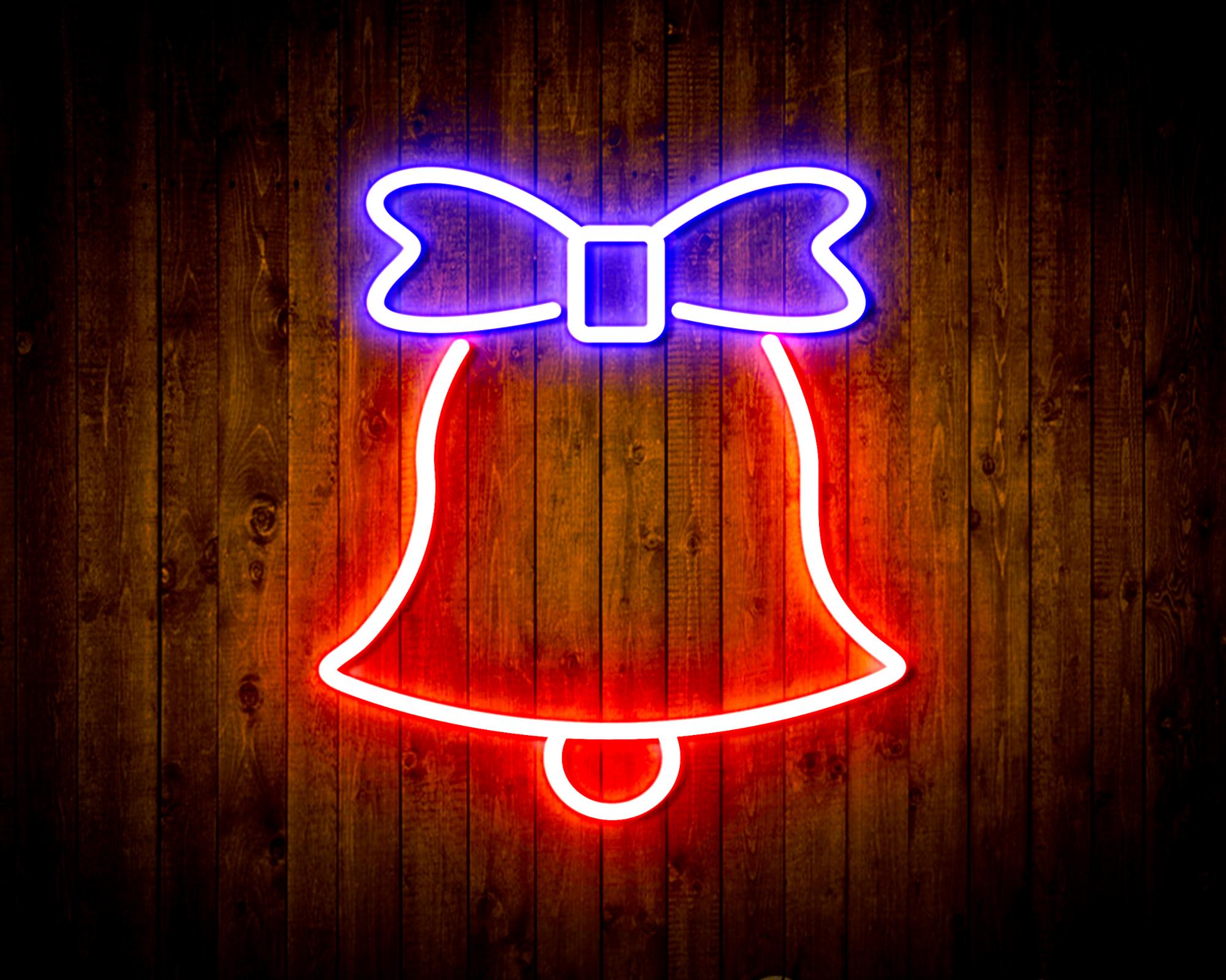 Christmas Bell with Ribbon LED Neon Sign Wall Light