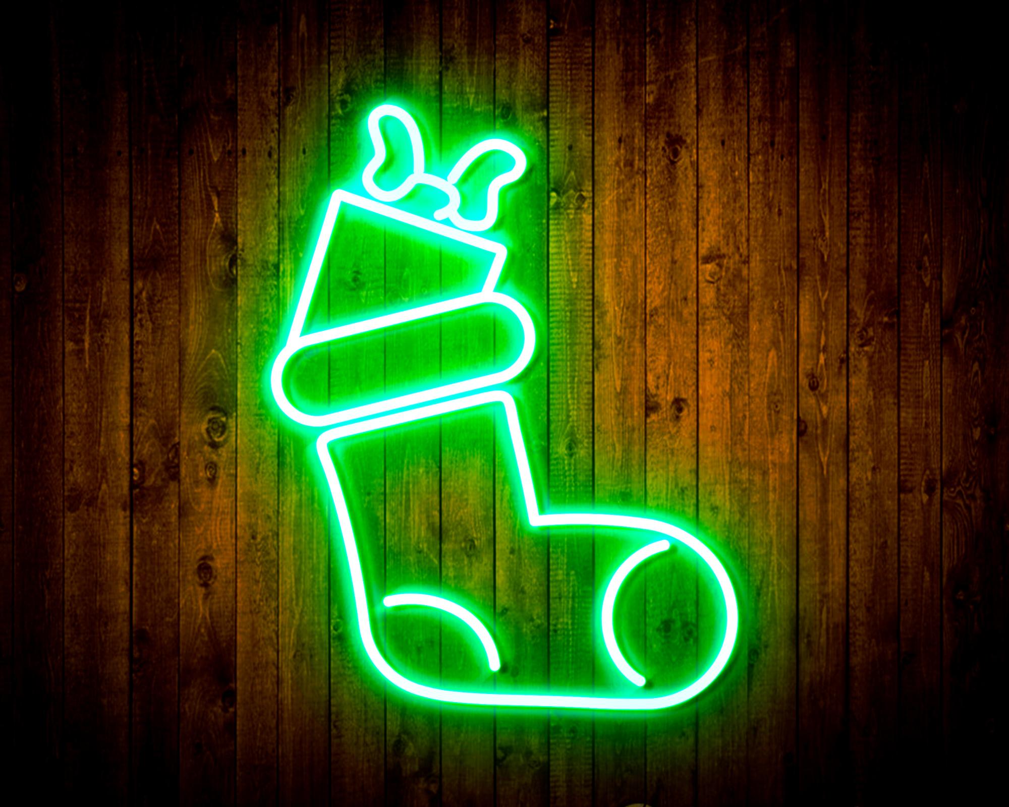 Christmas Sock with Present LED Neon Sign Wall Light