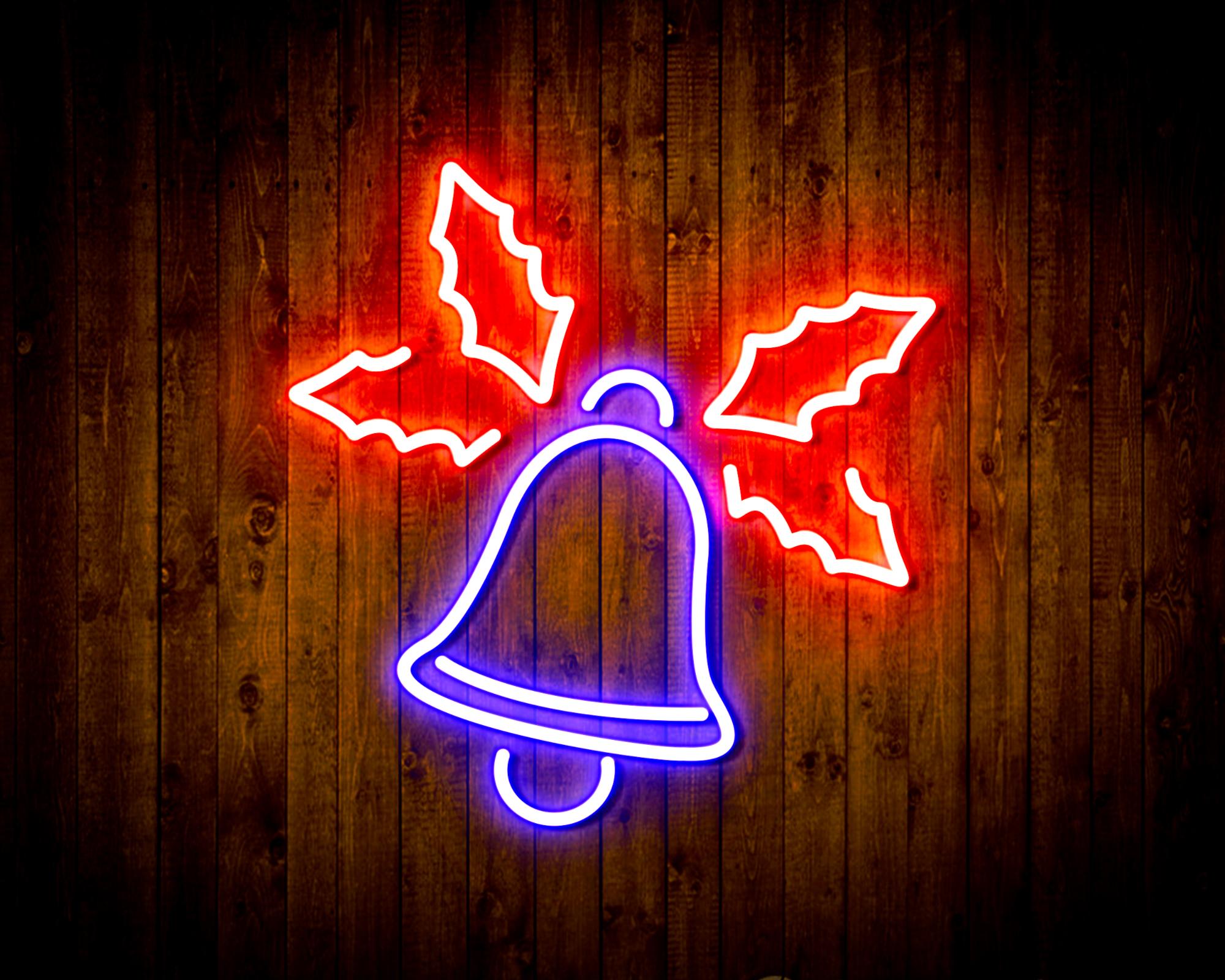 Christmas Bell with Leaves LED Neon Sign Wall Light