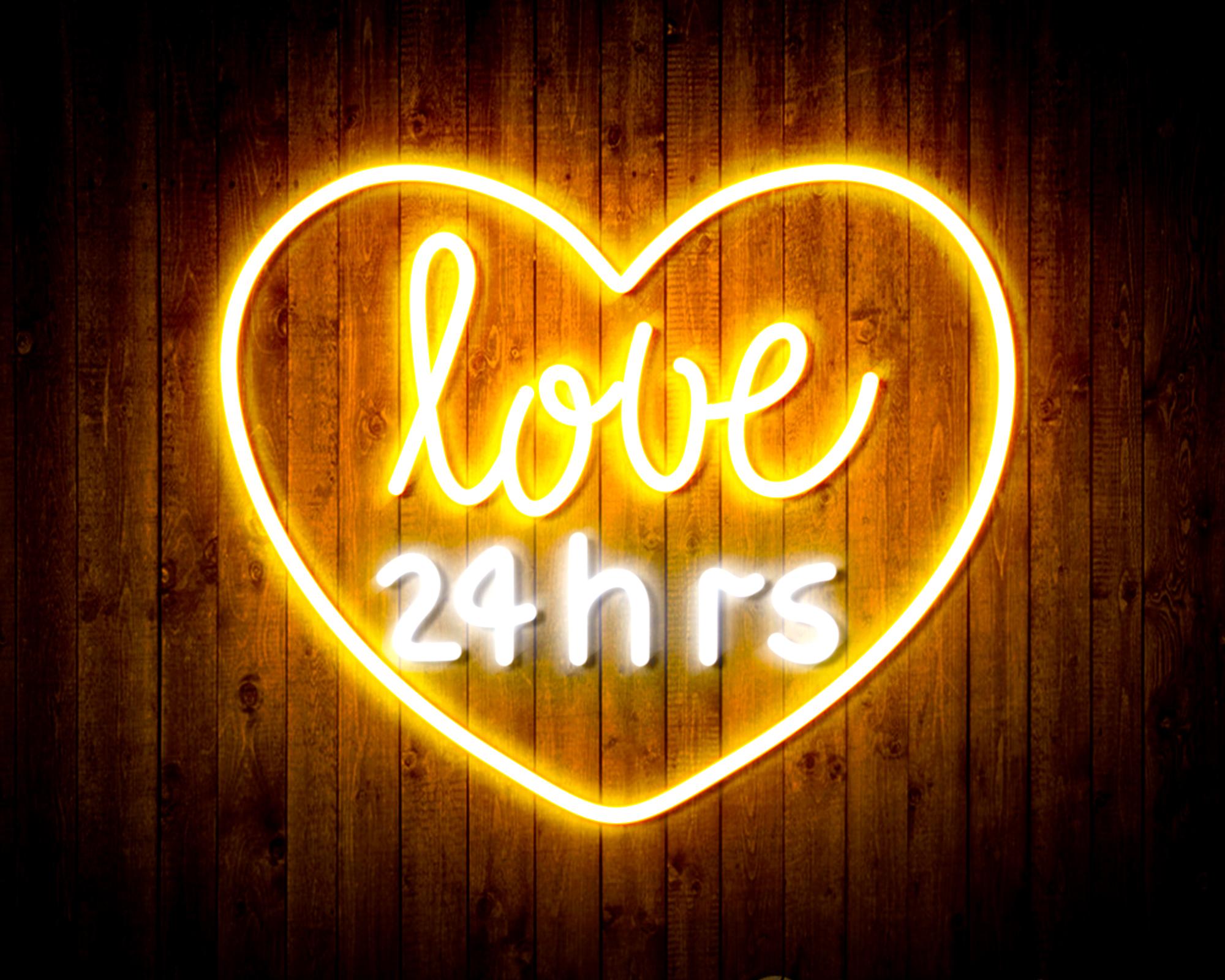Love 24 Hours LED Neon Sign Wall Light