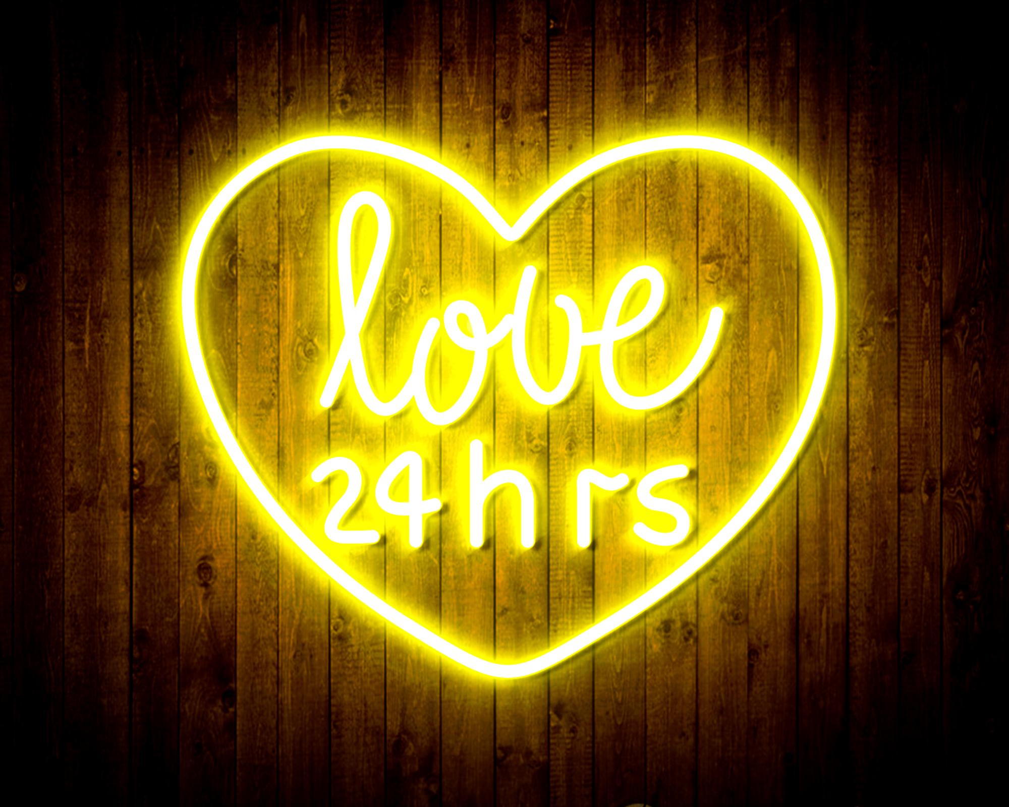 Love 24 Hours LED Neon Sign Wall Light