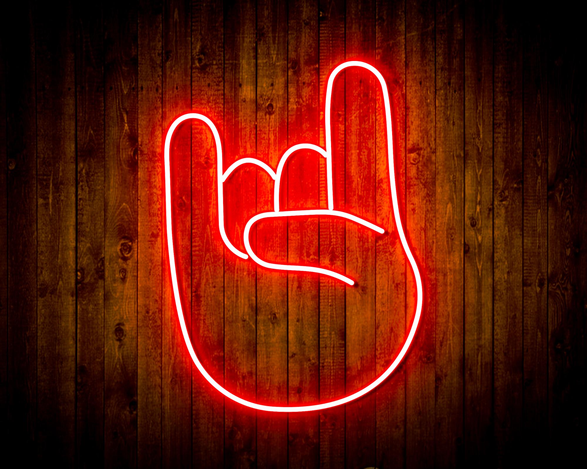Rock On Hand Sign LED Neon Sign Wall Light