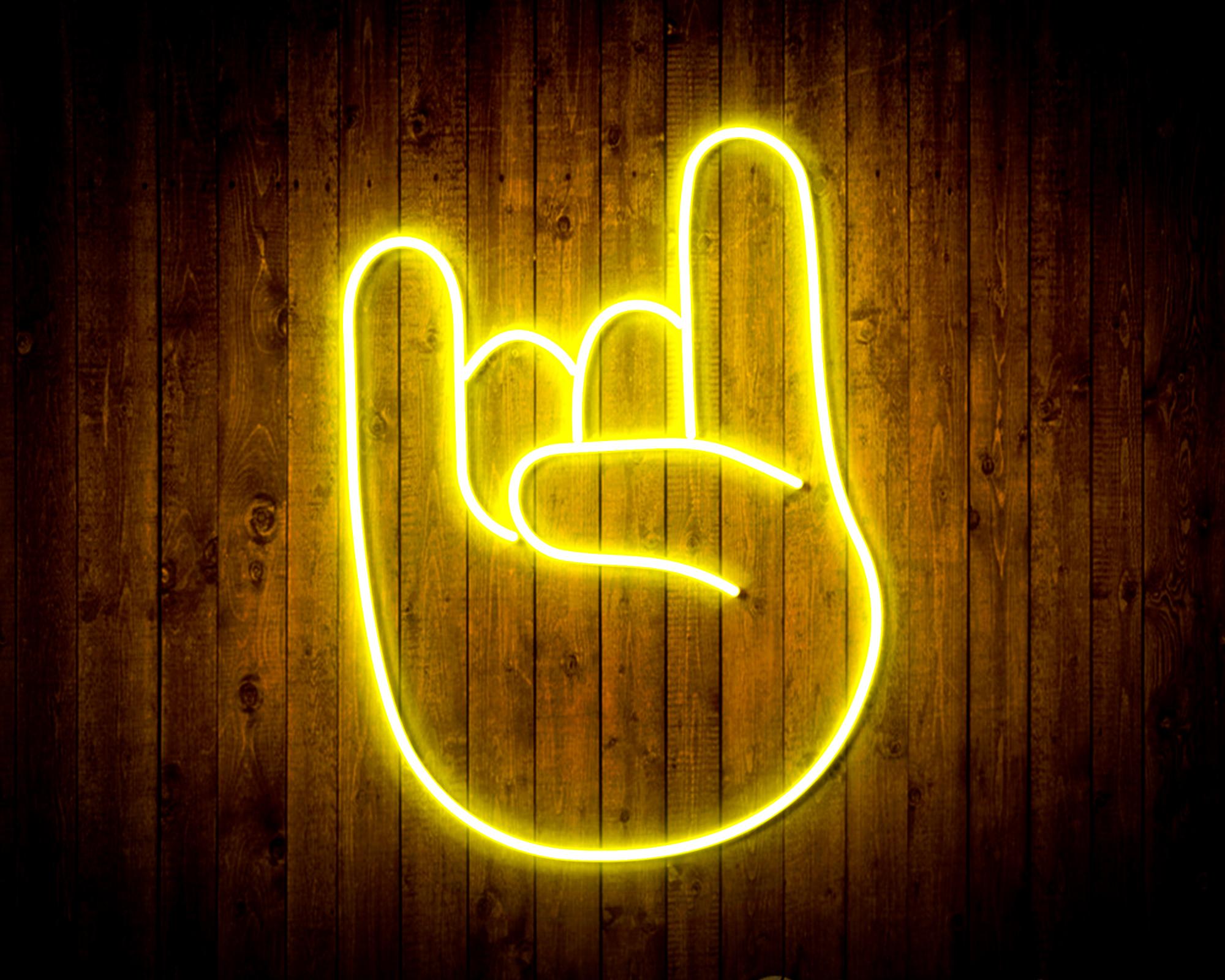 Rock On Hand Sign LED Neon Sign Wall Light