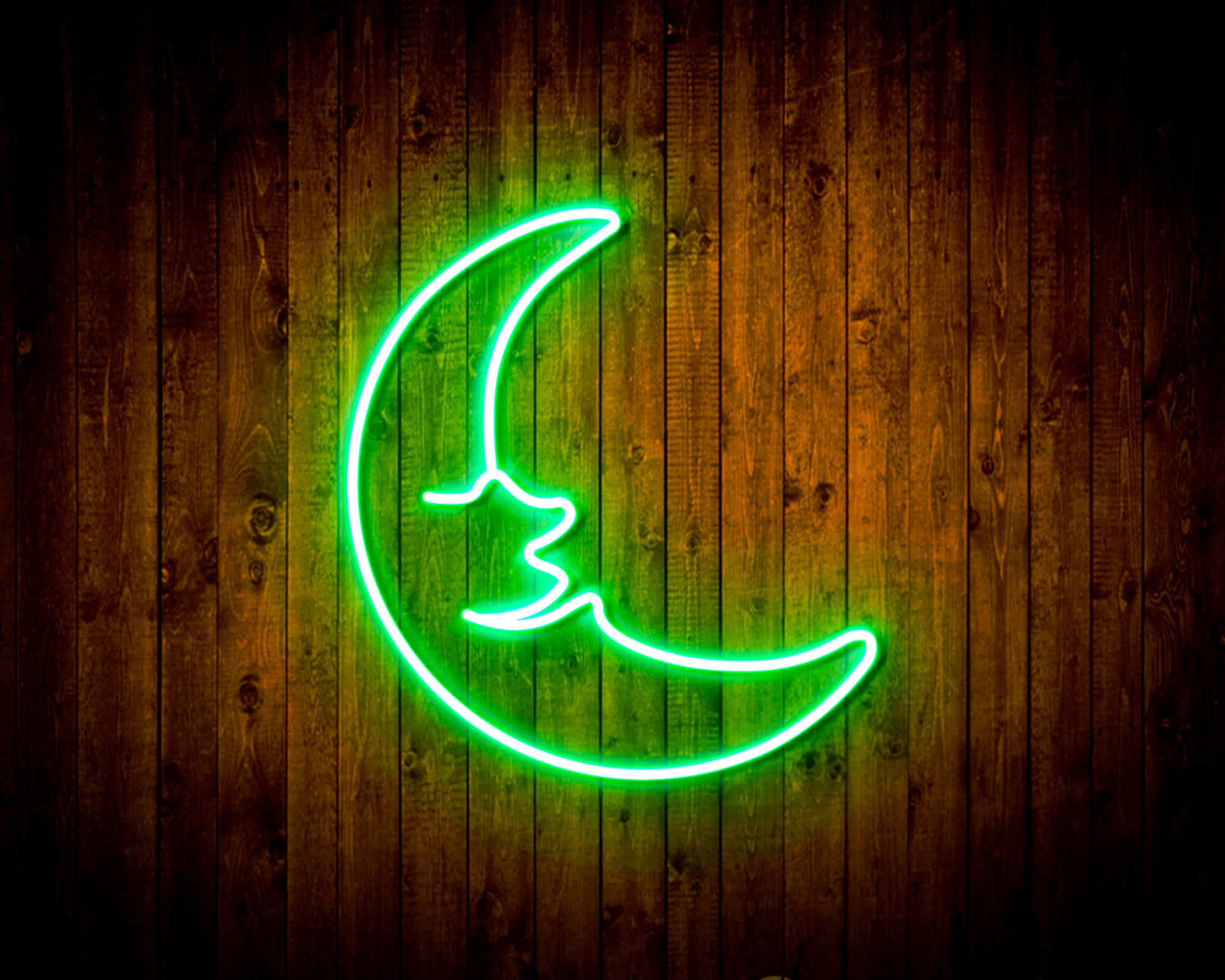 Moon with Face LED Neon Sign Wall Light