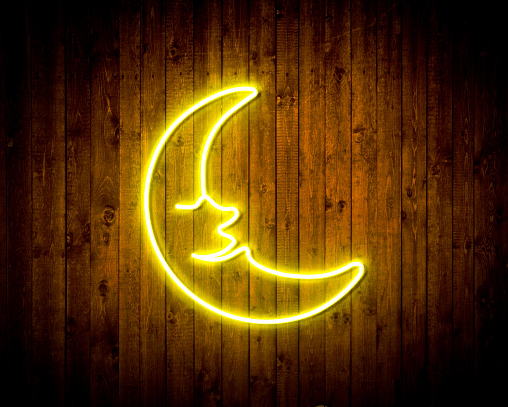 Moon with Face LED Neon Sign Wall Light