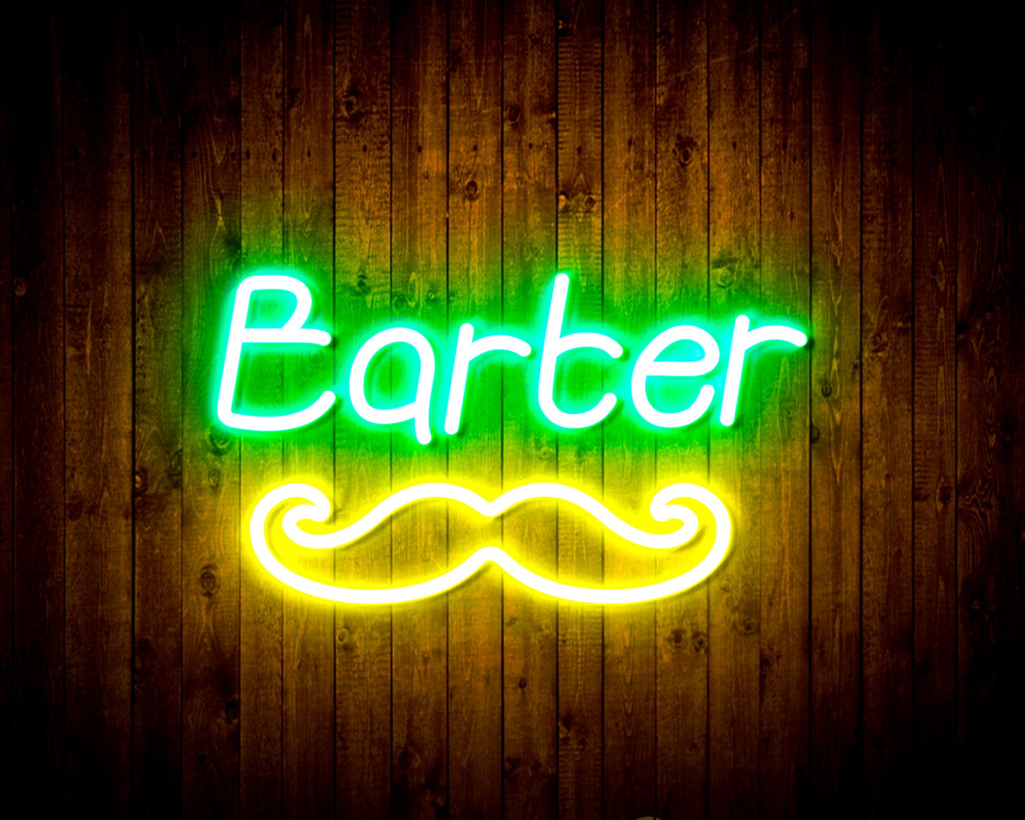 Barber with Moustache LED Neon Sign Wall Light