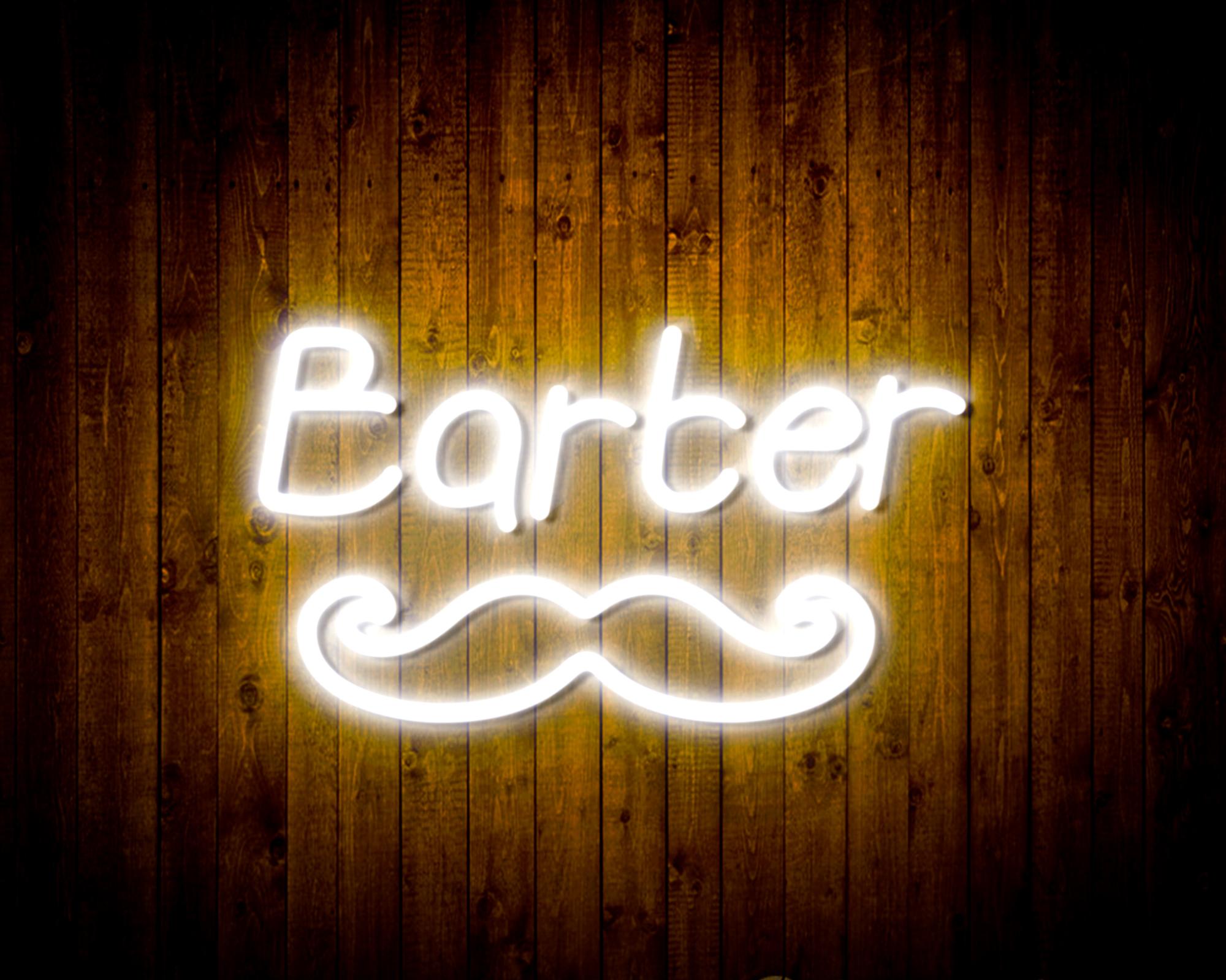 Barber with Moustache LED Neon Sign Wall Light