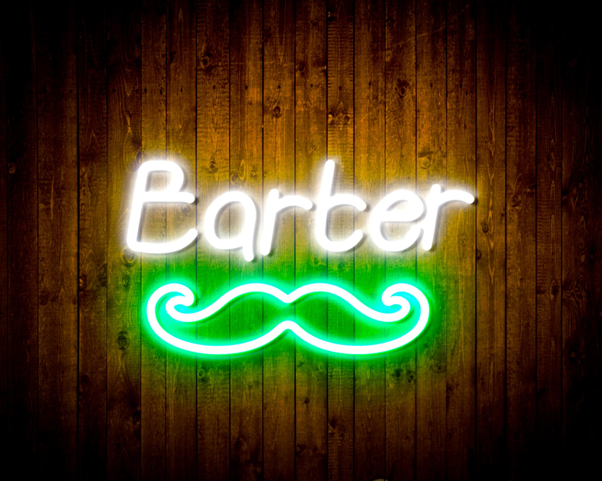 Barber with Moustache LED Neon Sign Wall Light