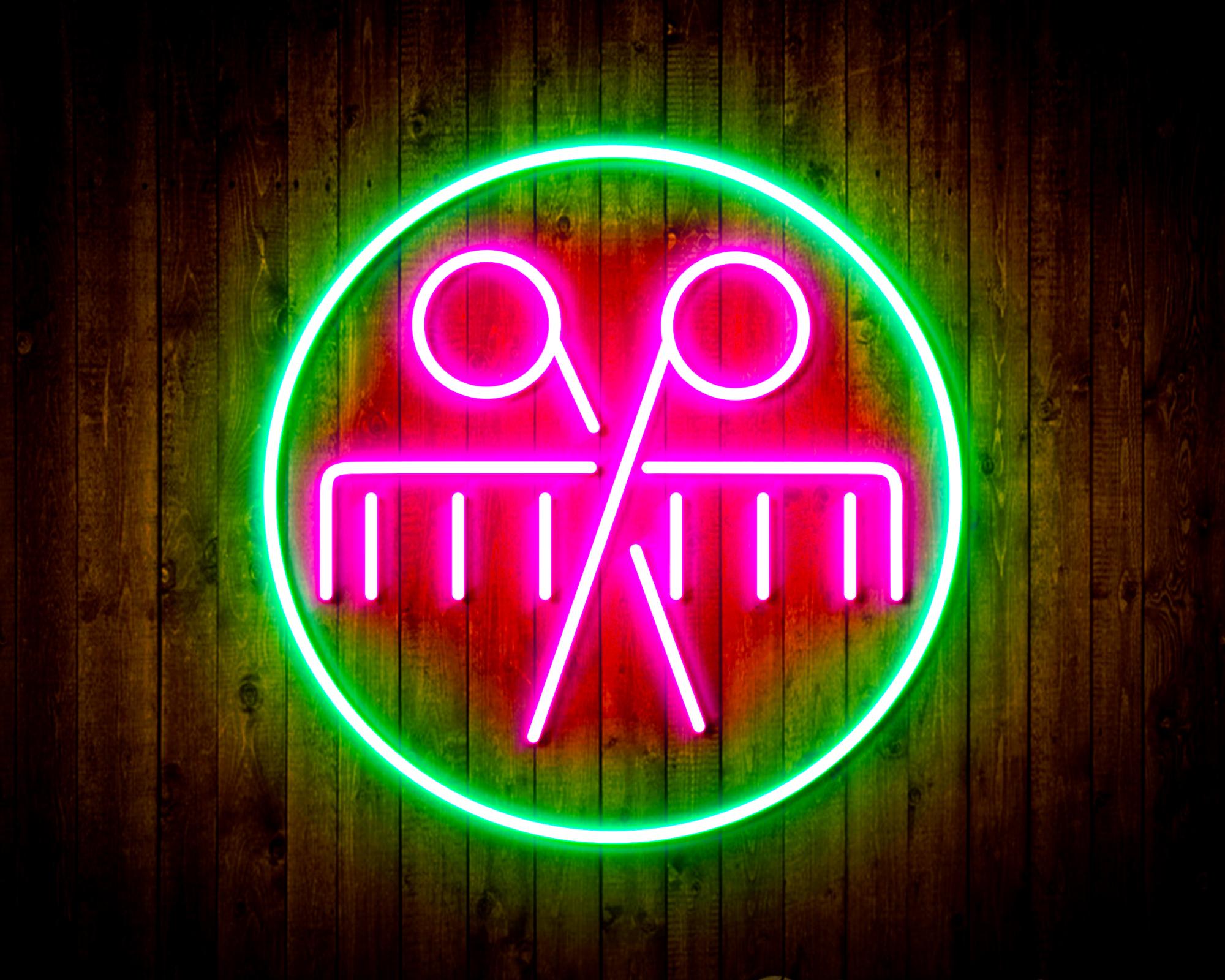 Scissors and Comb LED Neon Sign Wall Light