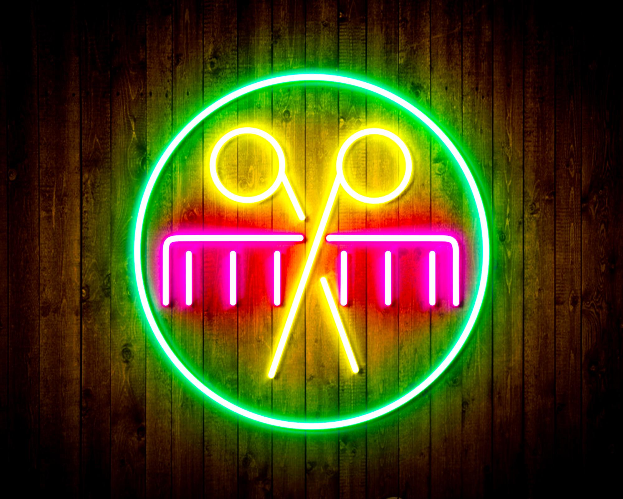 Scissors and Comb LED Neon Sign Wall Light