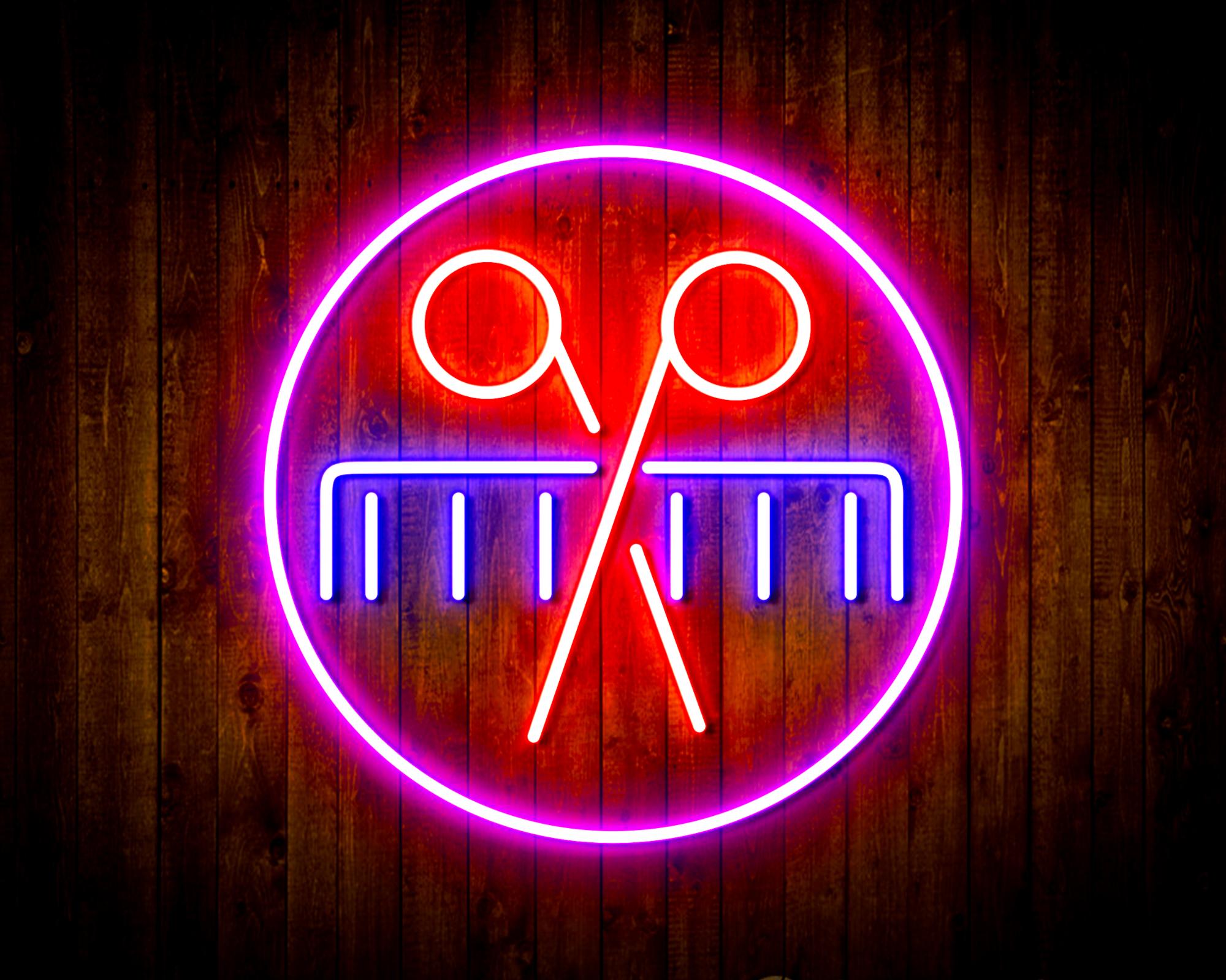 Scissors and Comb LED Neon Sign Wall Light