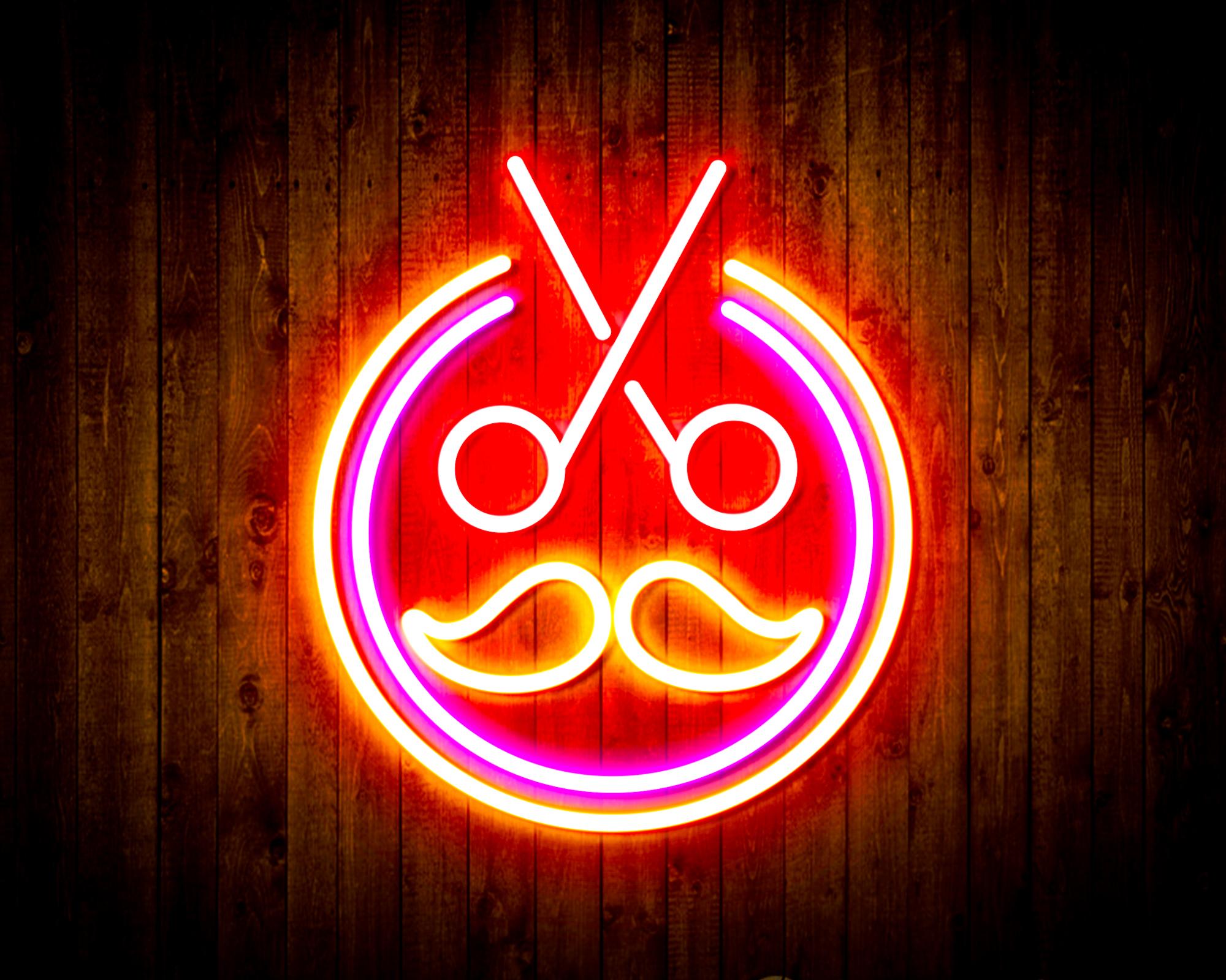 Scissors with Moustache LED Neon Sign Wall Light