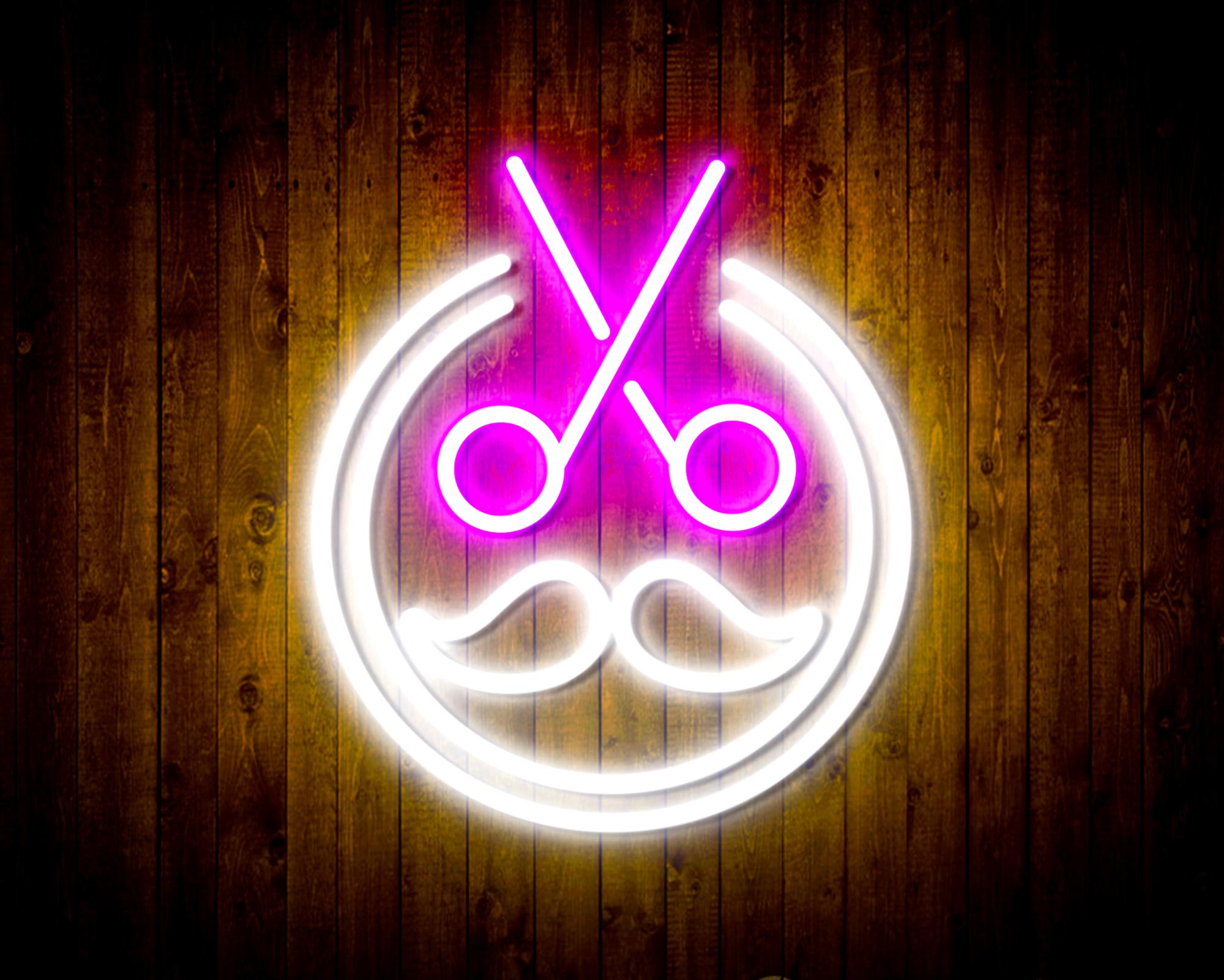 Scissors with Moustache LED Neon Sign Wall Light