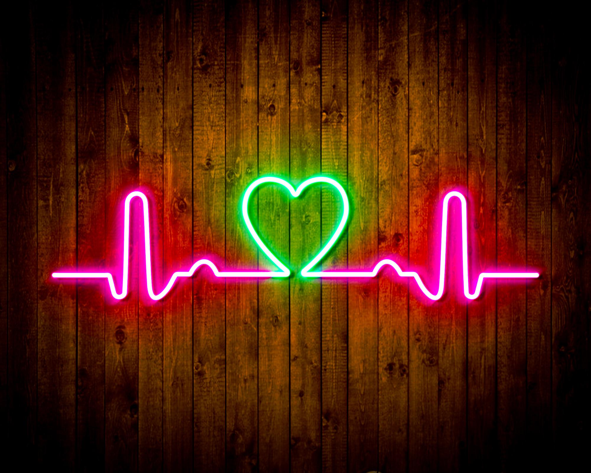 Electrocardiogram with Heart LED Neon Sign Wall Light