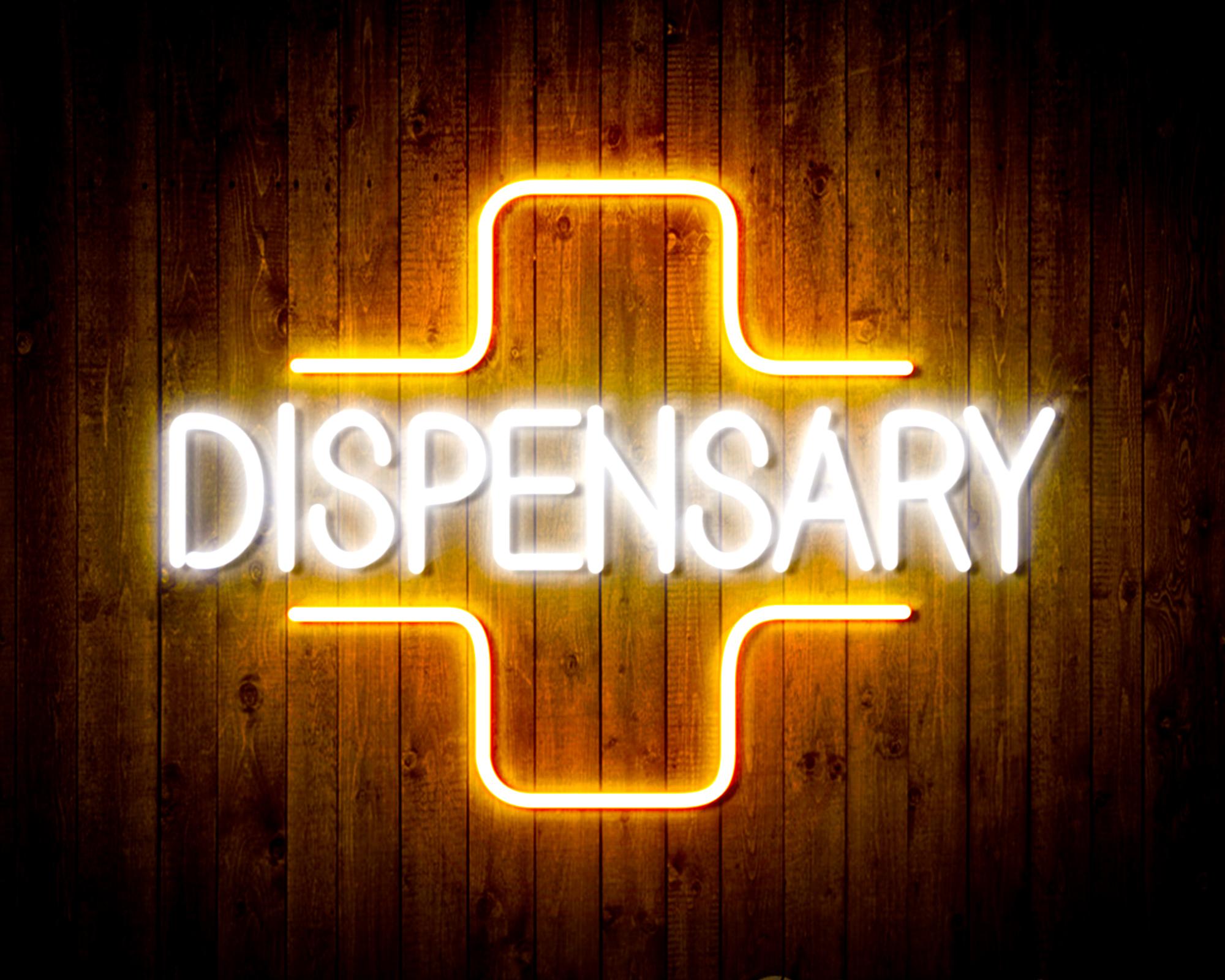 Dispensary with Cross LED Neon Sign Wall Light