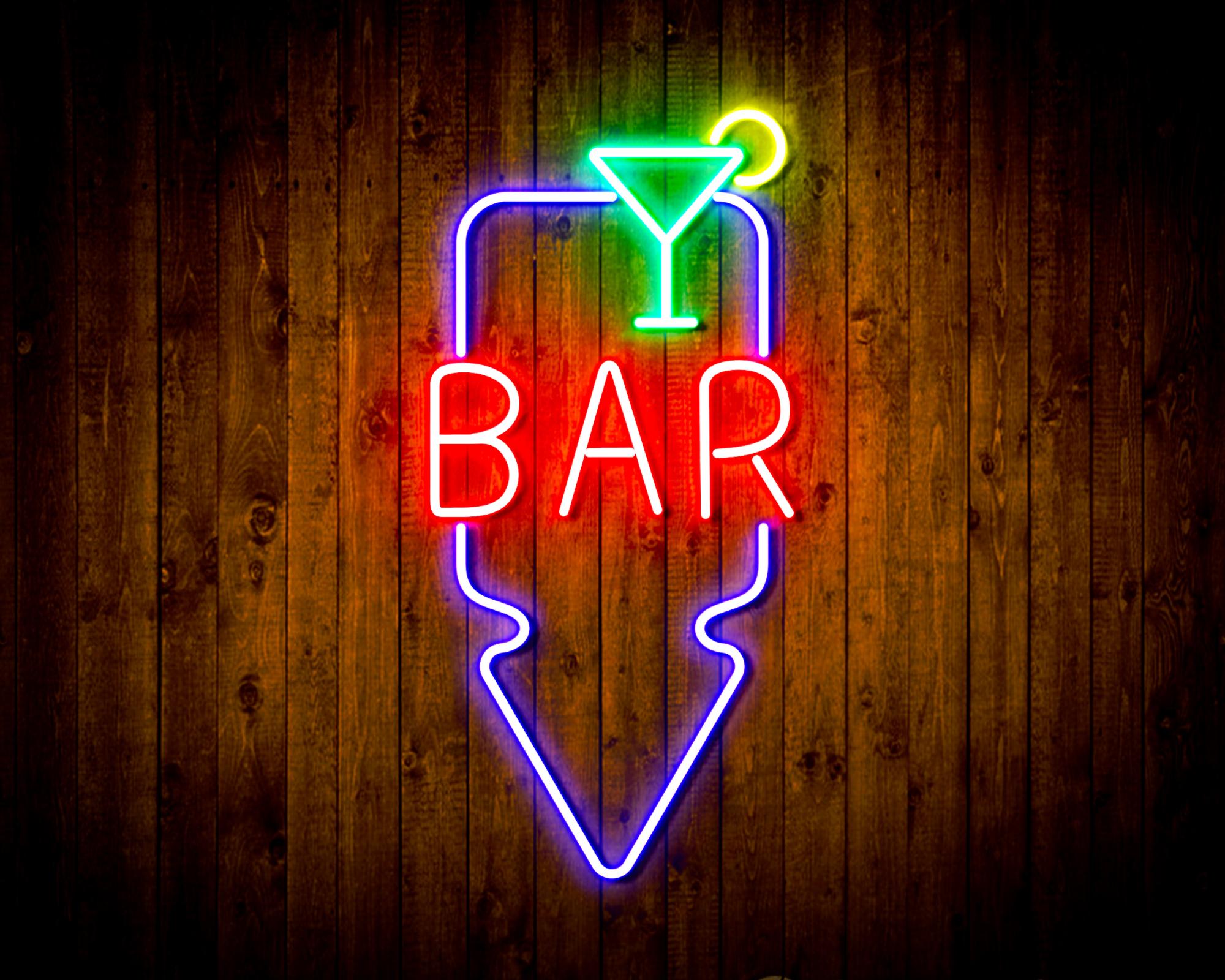 Bar and Down Arrow LED Neon Sign Wall Light