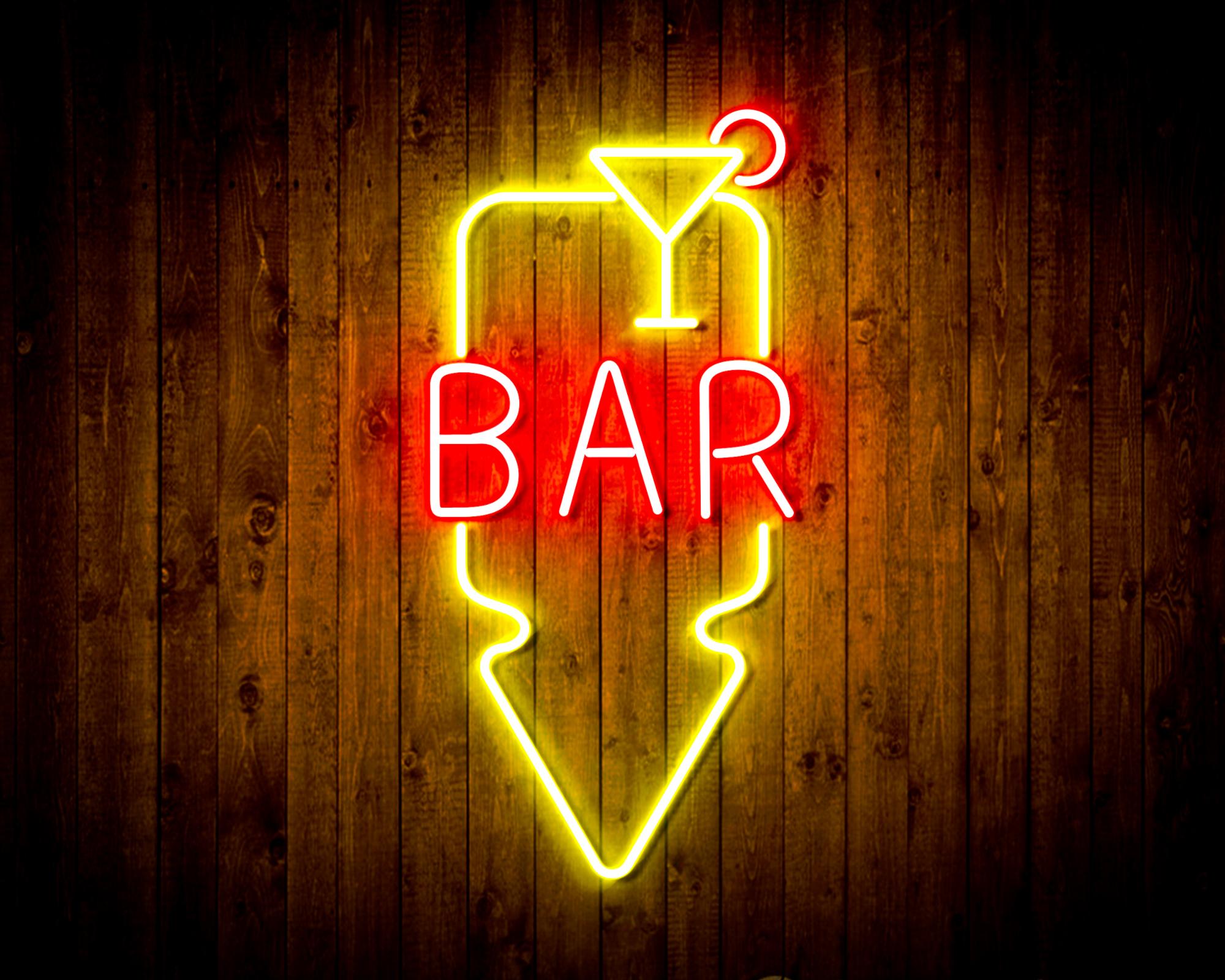 Bar and Down Arrow LED Neon Sign Wall Light