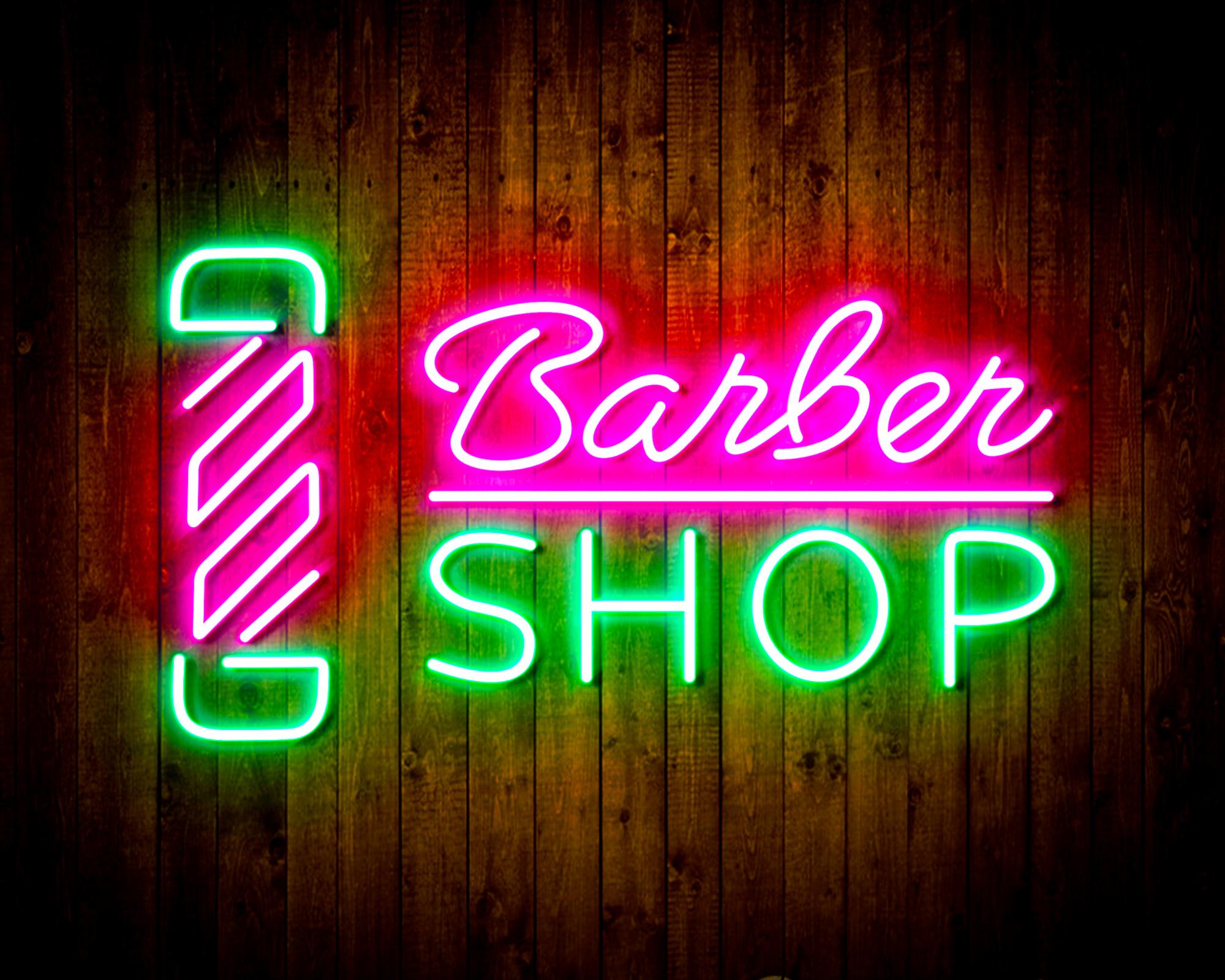 Barber Shop with Barber Pole LED Neon Sign Wall Light