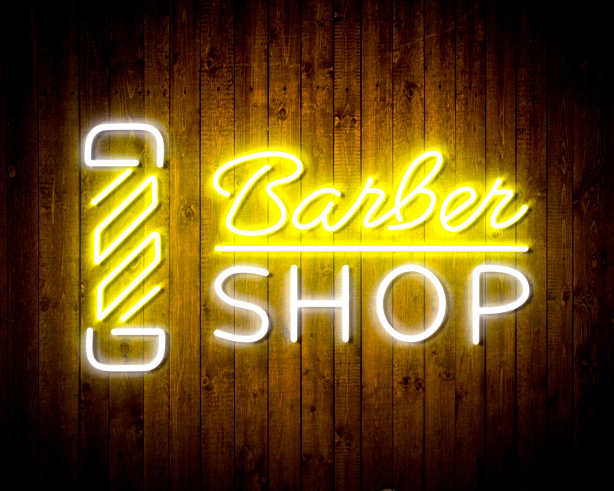 Barber Shop with Barber Pole LED Neon Sign Wall Light