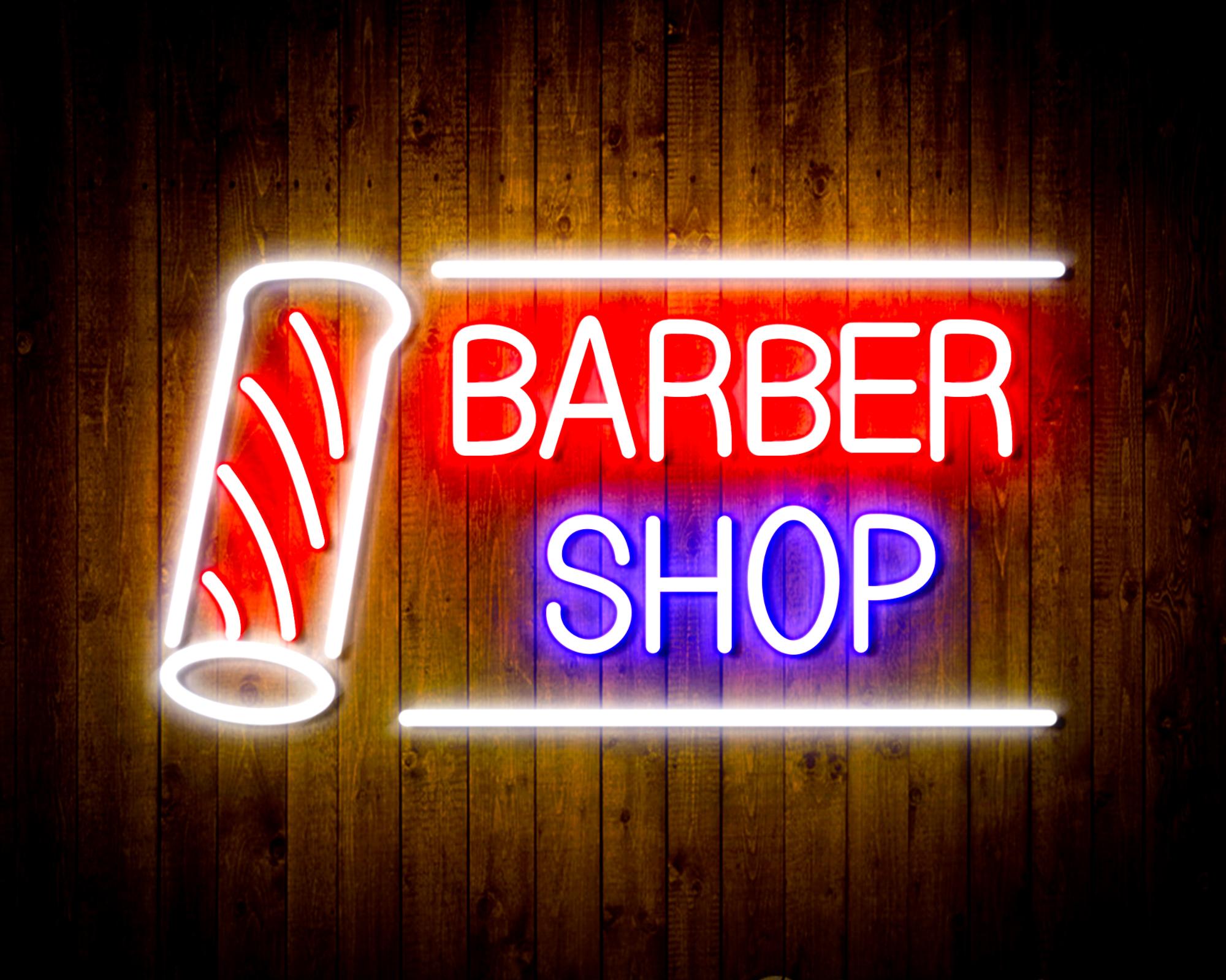 Barber Shop with Barber Pole LED Neon Sign Wall Light