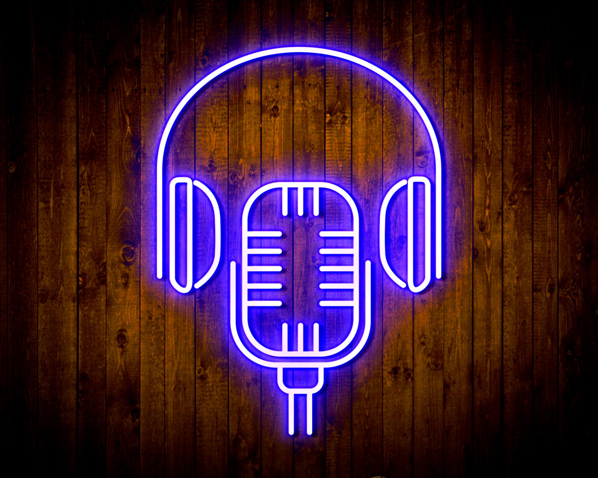 Microphone with Headphone LED Neon Sign Wall Light