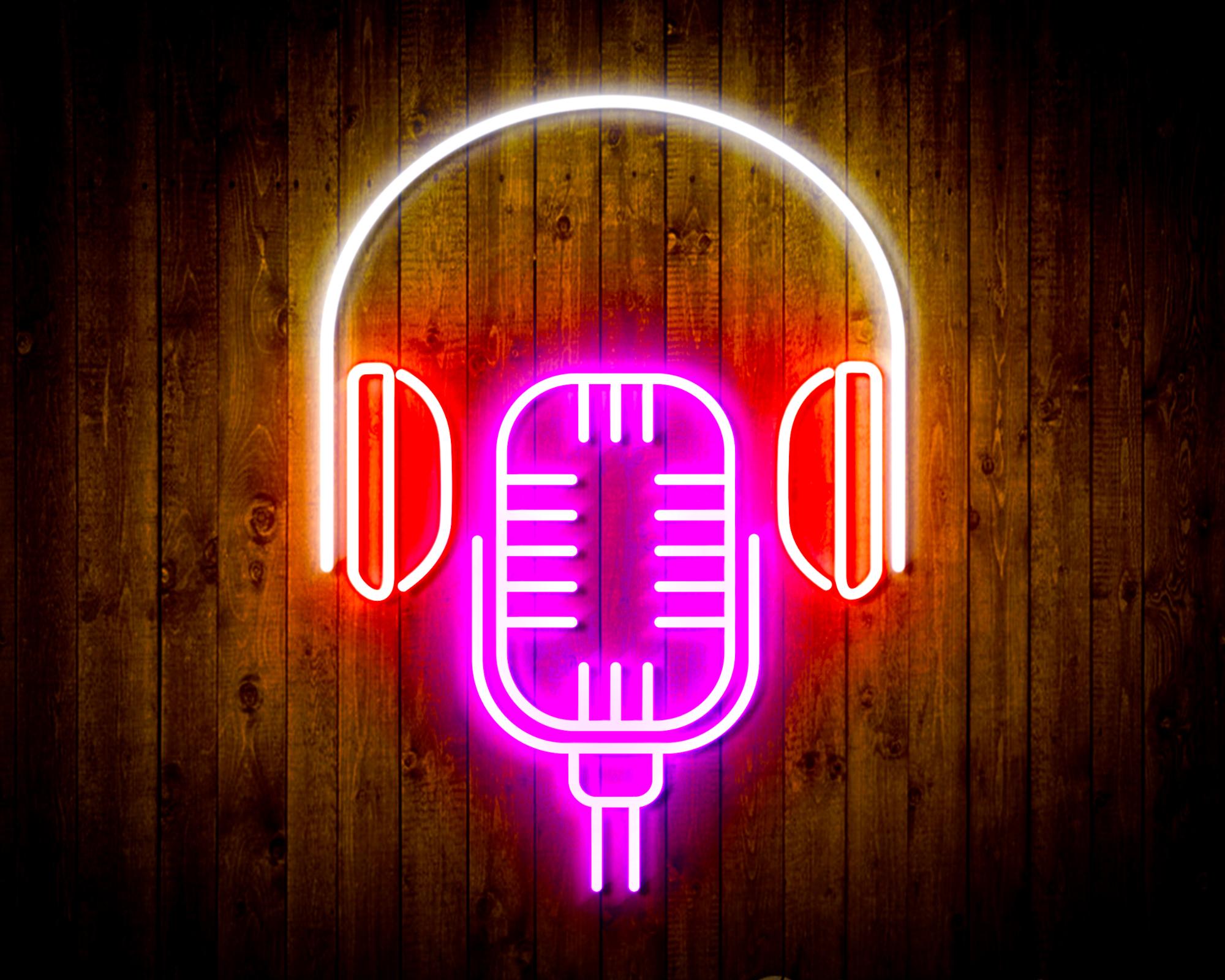 Microphone with Headphone LED Neon Sign Wall Light