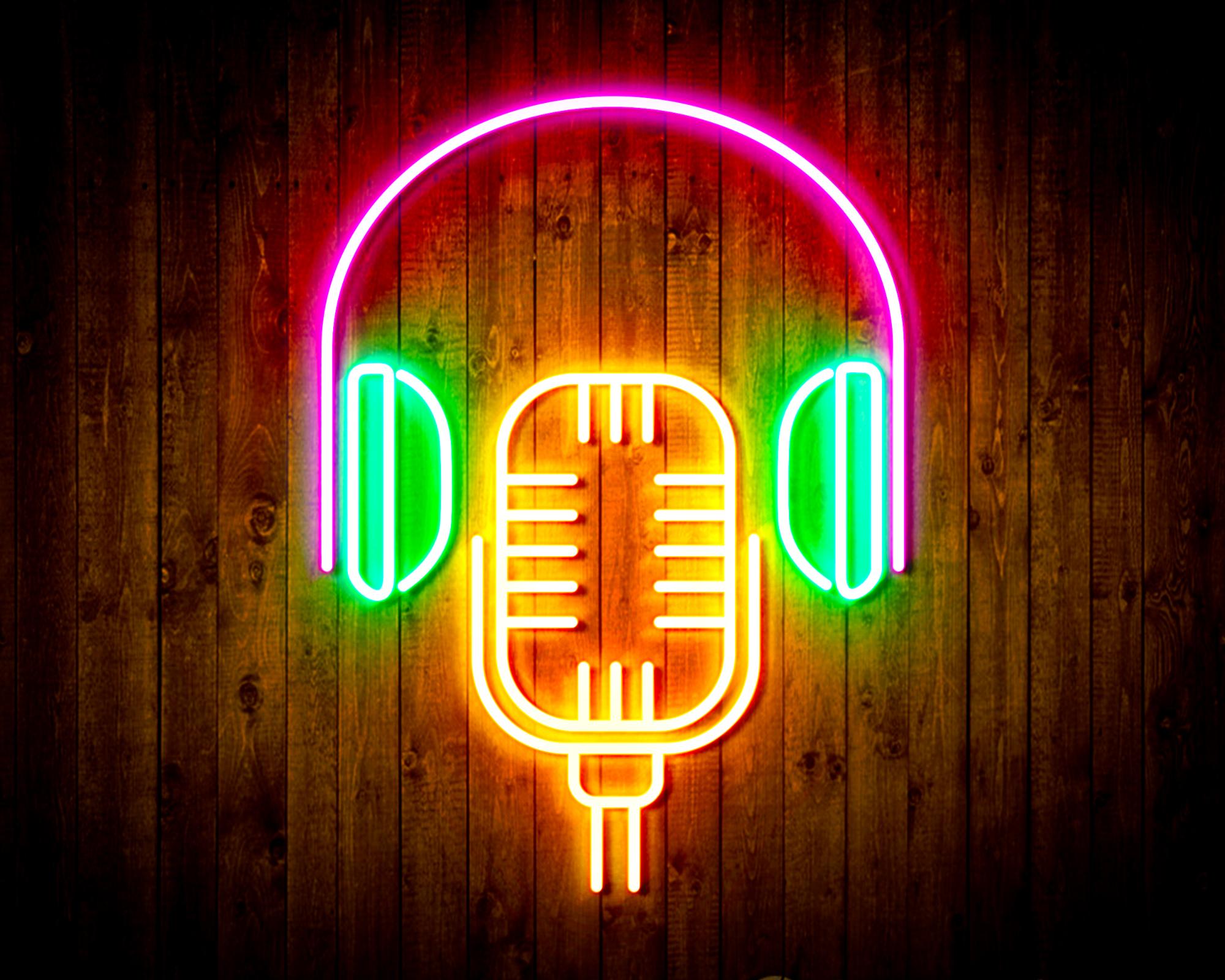 Microphone with Headphone LED Neon Sign Wall Light