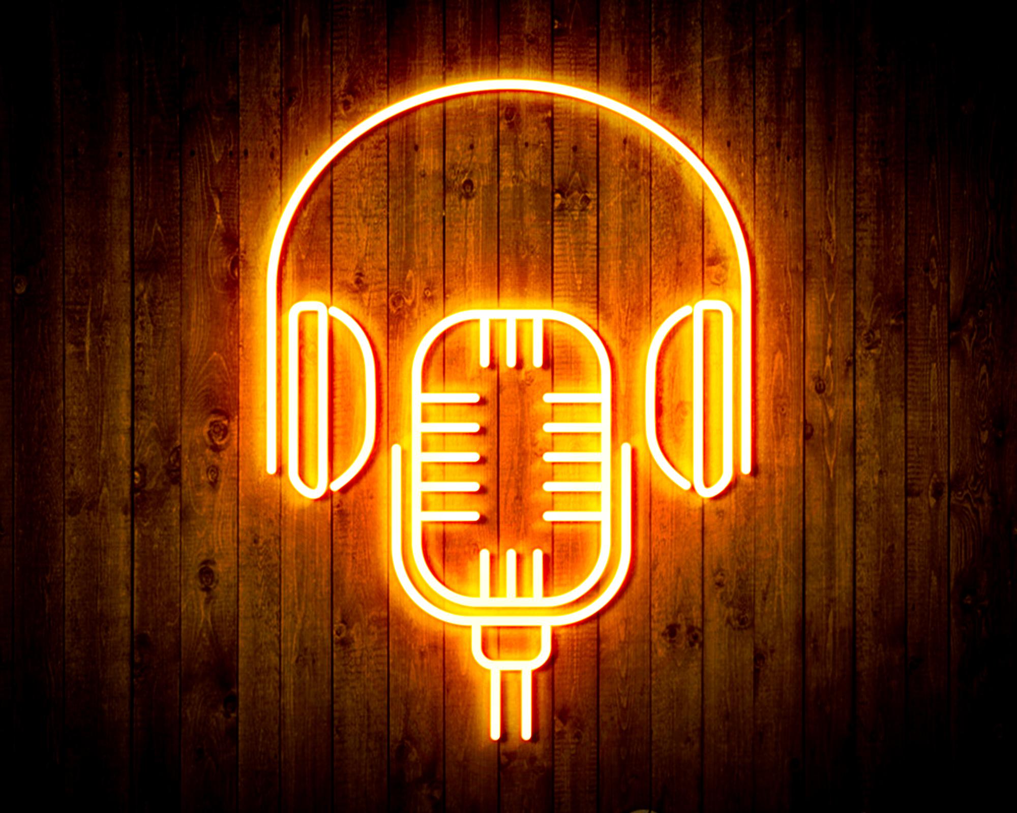 Microphone with Headphone LED Neon Sign Wall Light