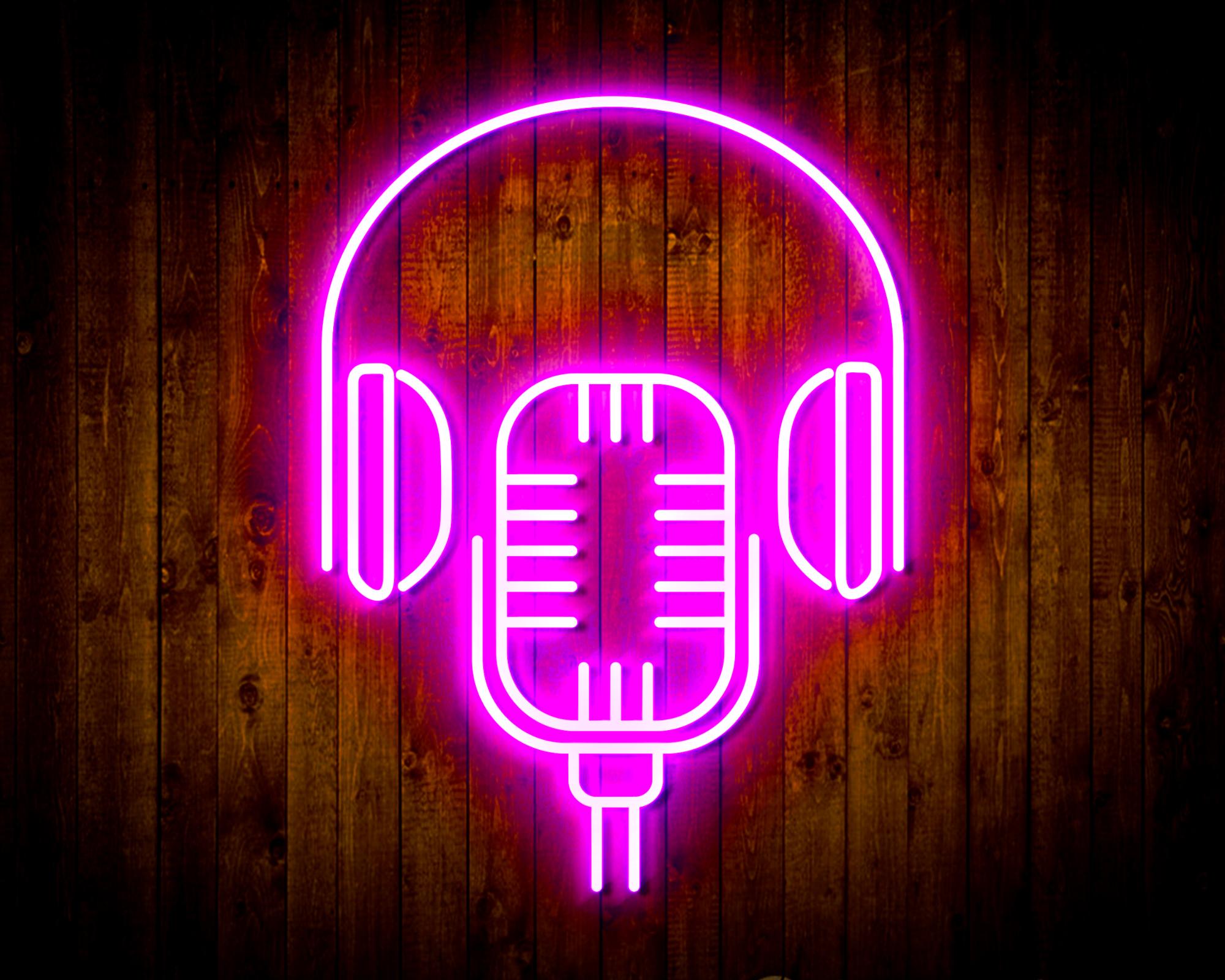 Microphone with Headphone LED Neon Sign Wall Light