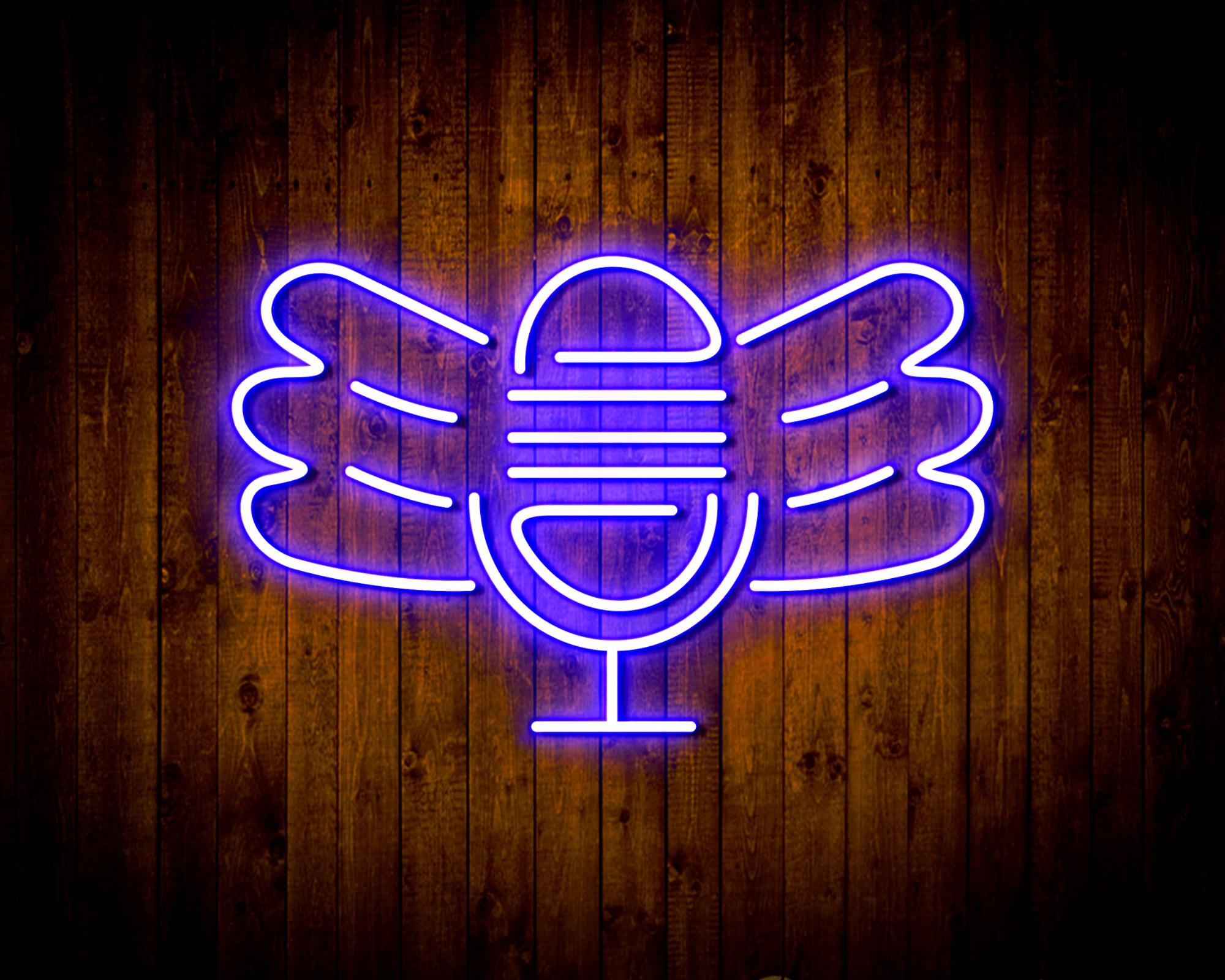 Microphone with Wings LED Neon Sign Wall Light