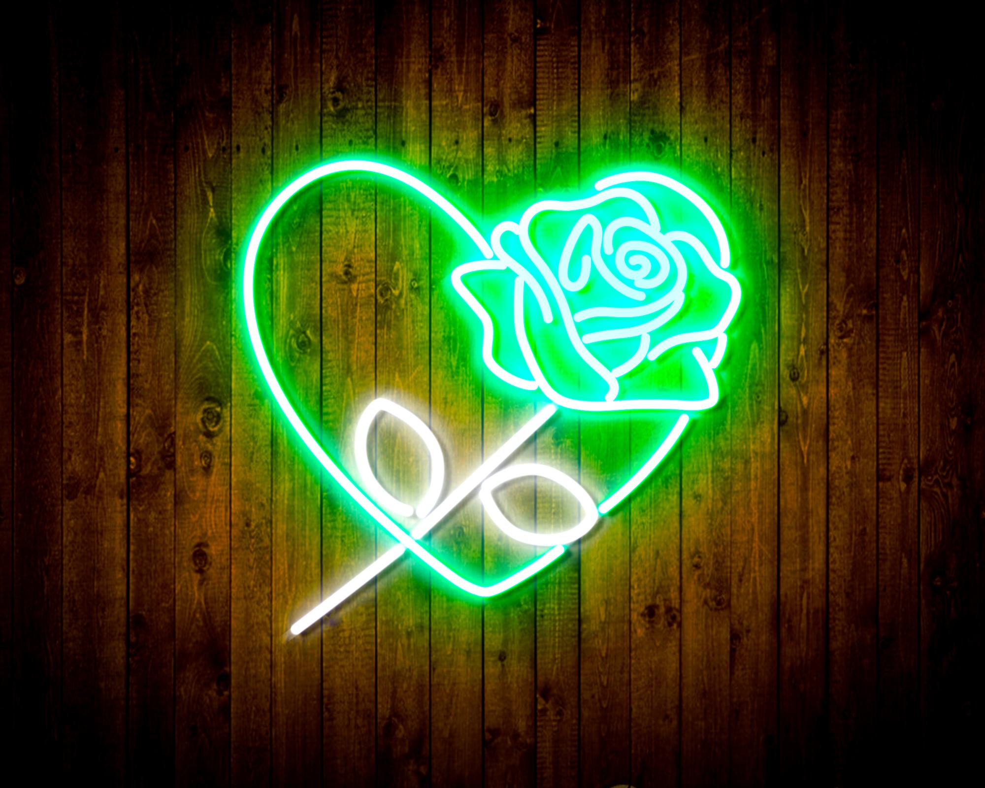 Rosw with Heart LED Neon Sign Wall Light