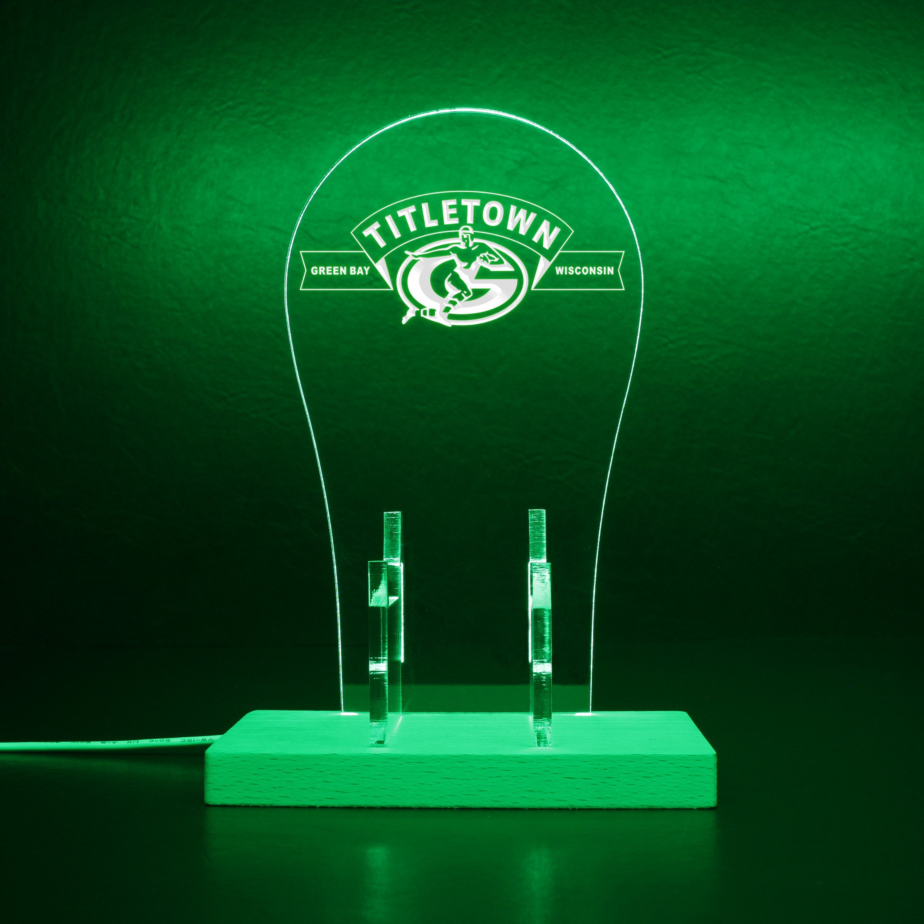Titletown Logo Green Bay Packers RGB LED Gaming Headset Controller Stand