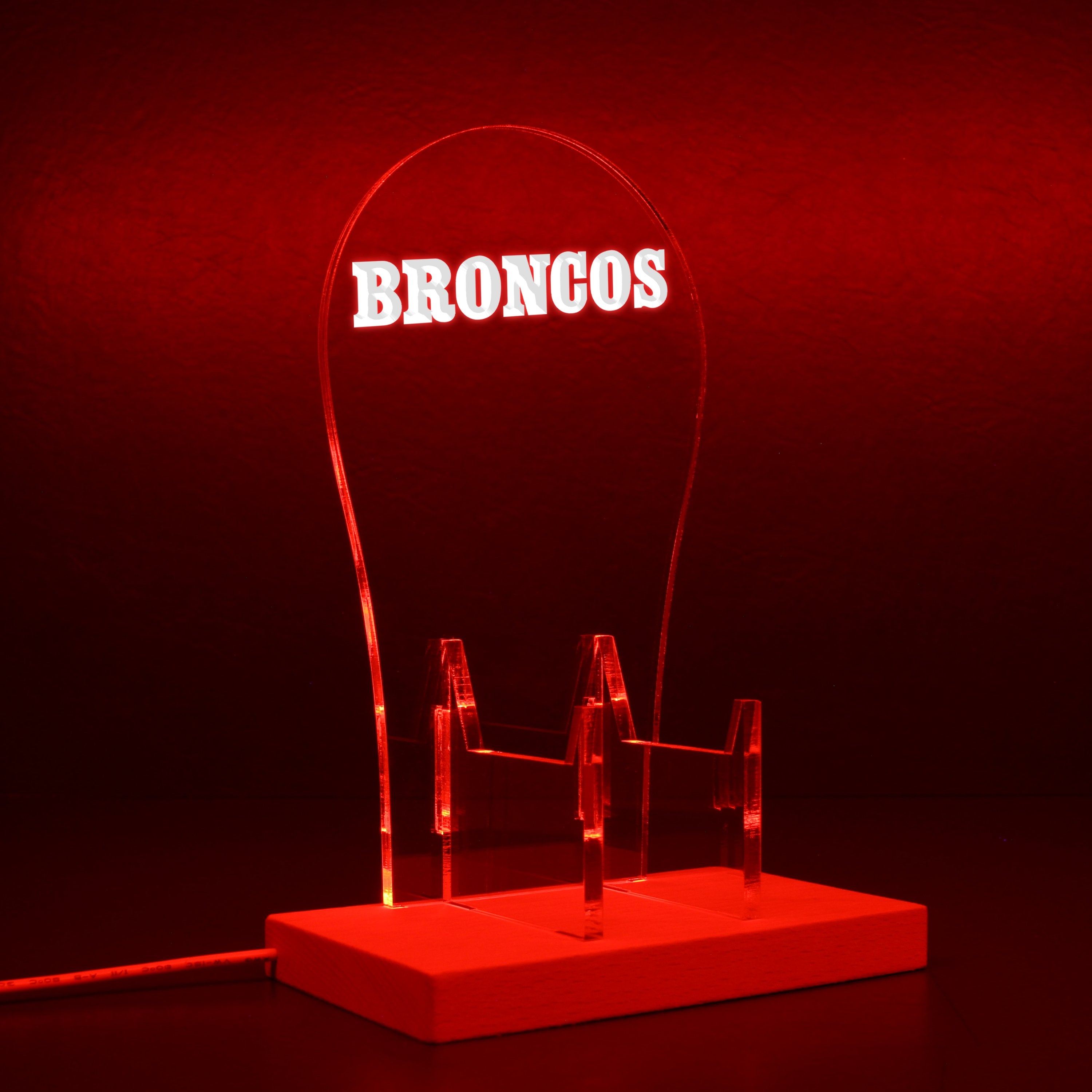 Denver Broncos script logo in use from 1968-1996 RGB LED Gaming Headset Controller Stand