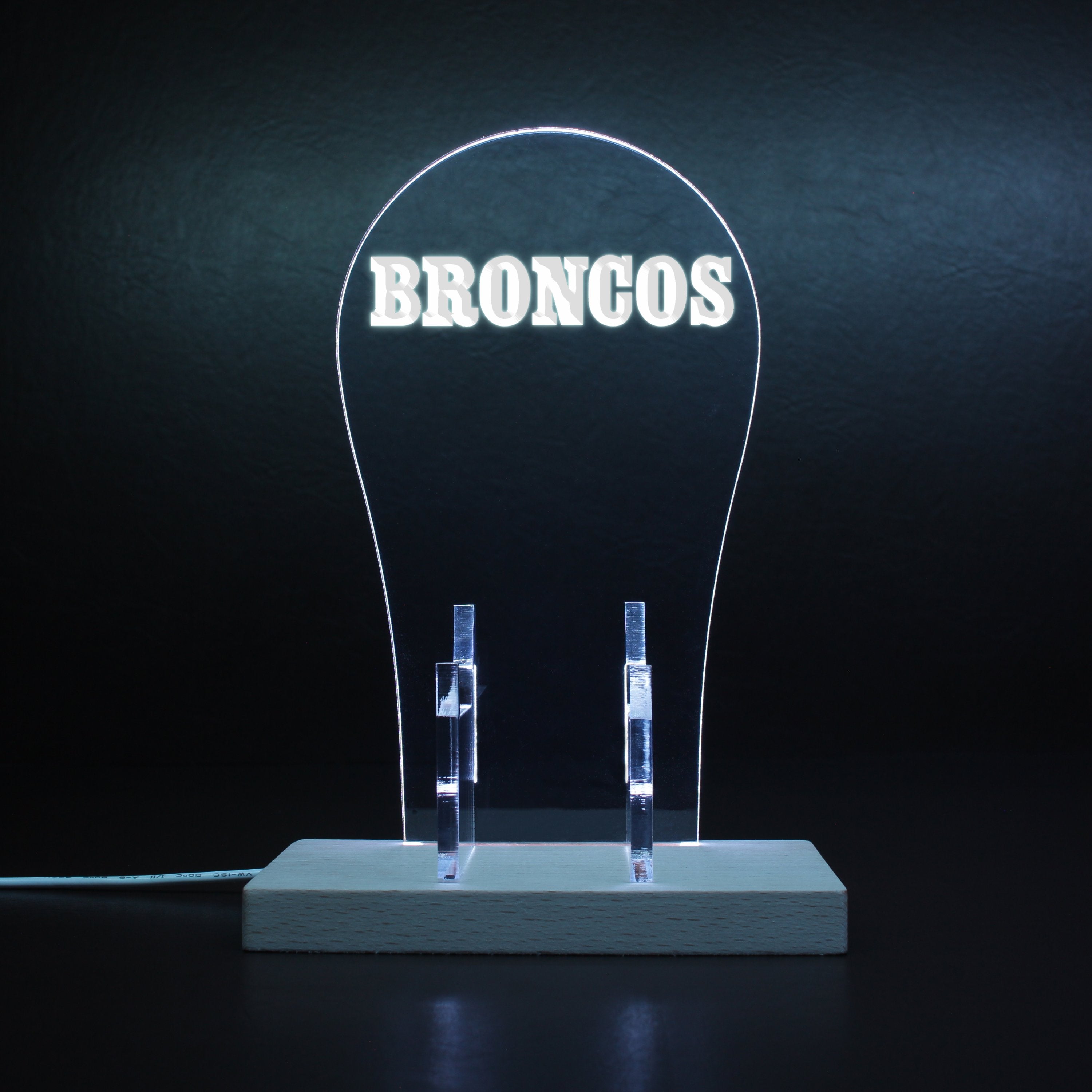 Denver Broncos script logo in use from 1968-1996 RGB LED Gaming Headset Controller Stand