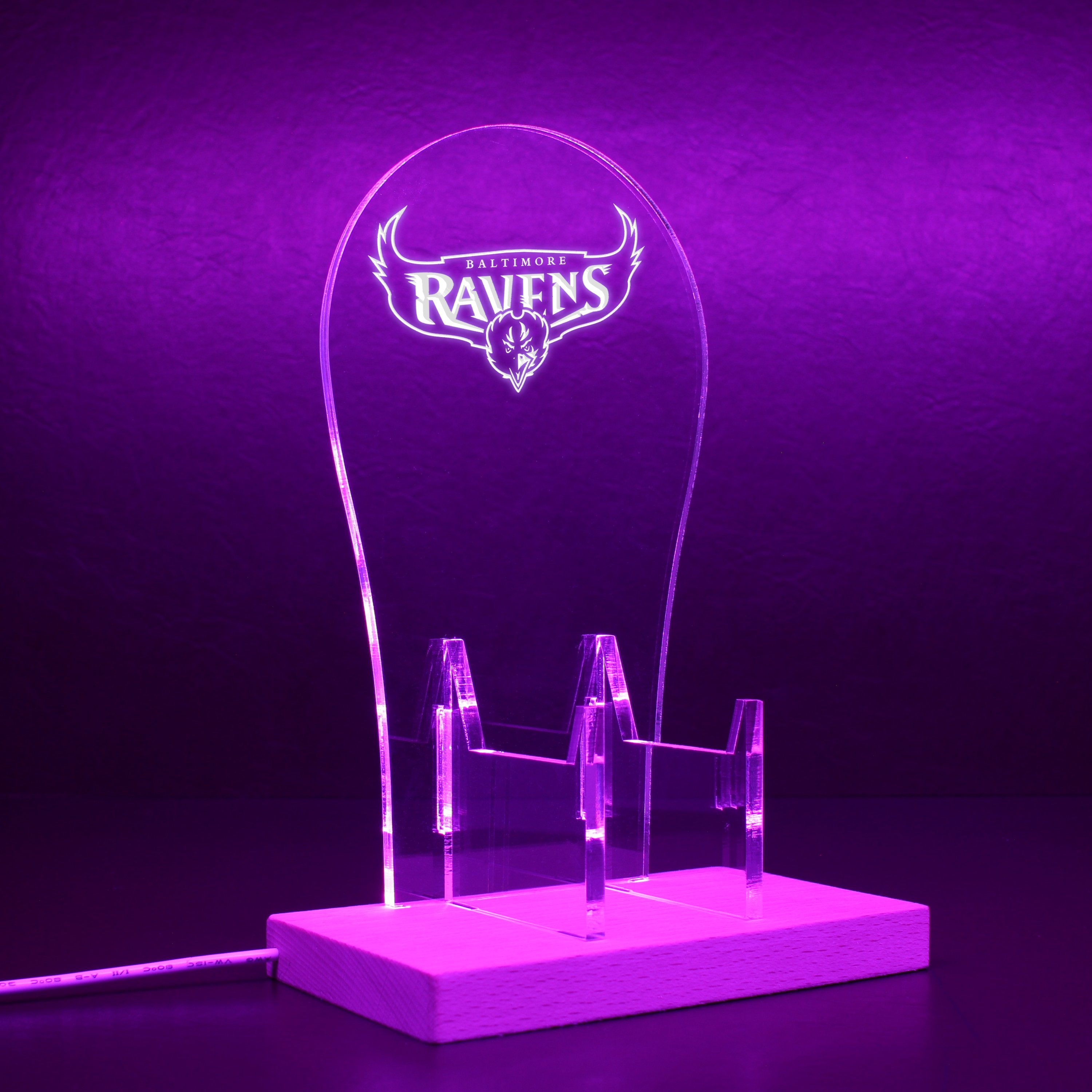 Baltimore Ravens Script Logo In Use From 1996-1998 RGB LED Gaming Headset Controller Stand