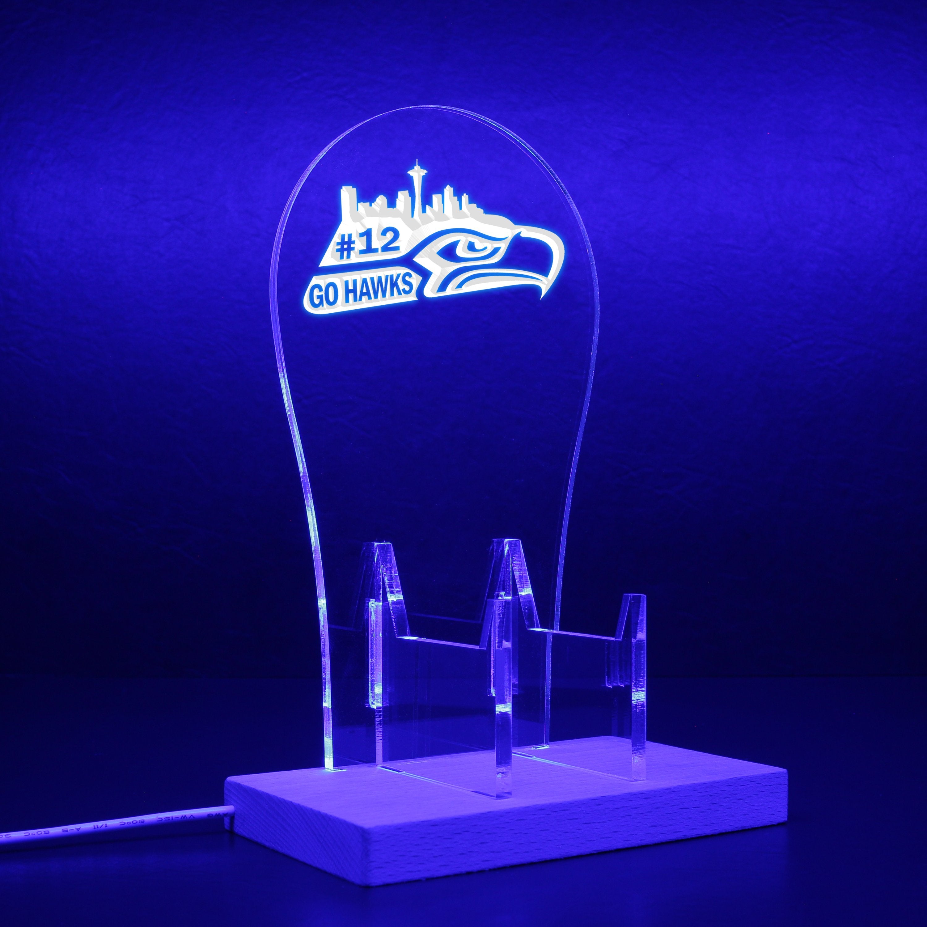 Seattle Seahawks #12 Go Hawks RGB LED Gaming Headset Controller Stand