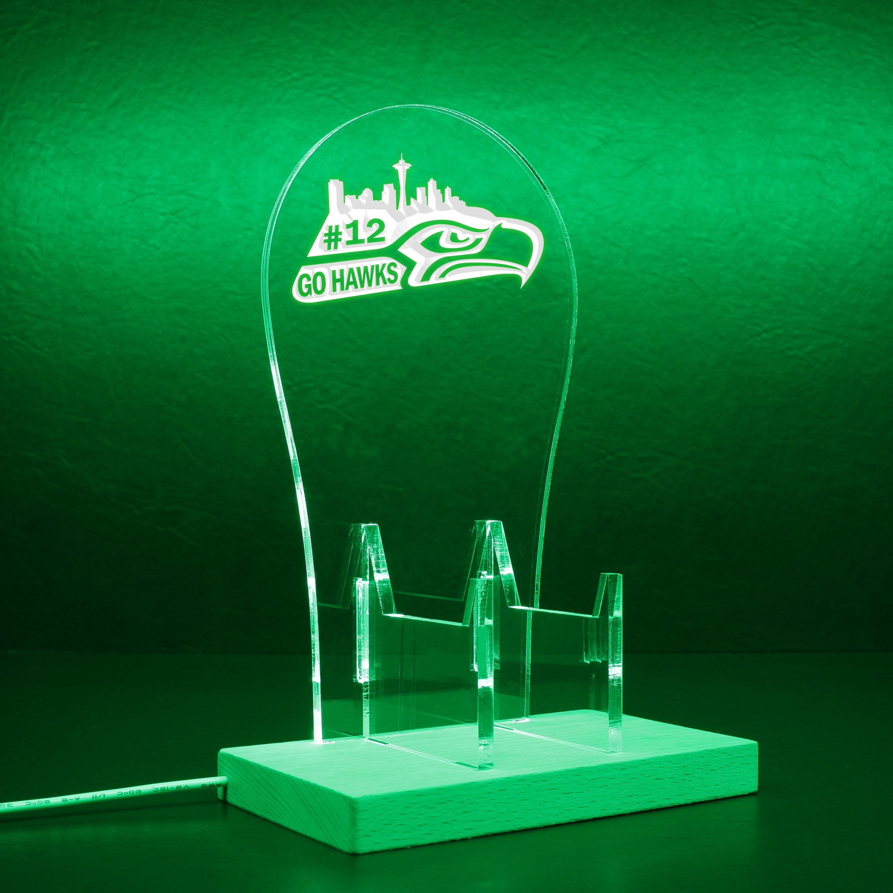 Seattle Seahawks #12 Go Hawks RGB LED Gaming Headset Controller Stand
