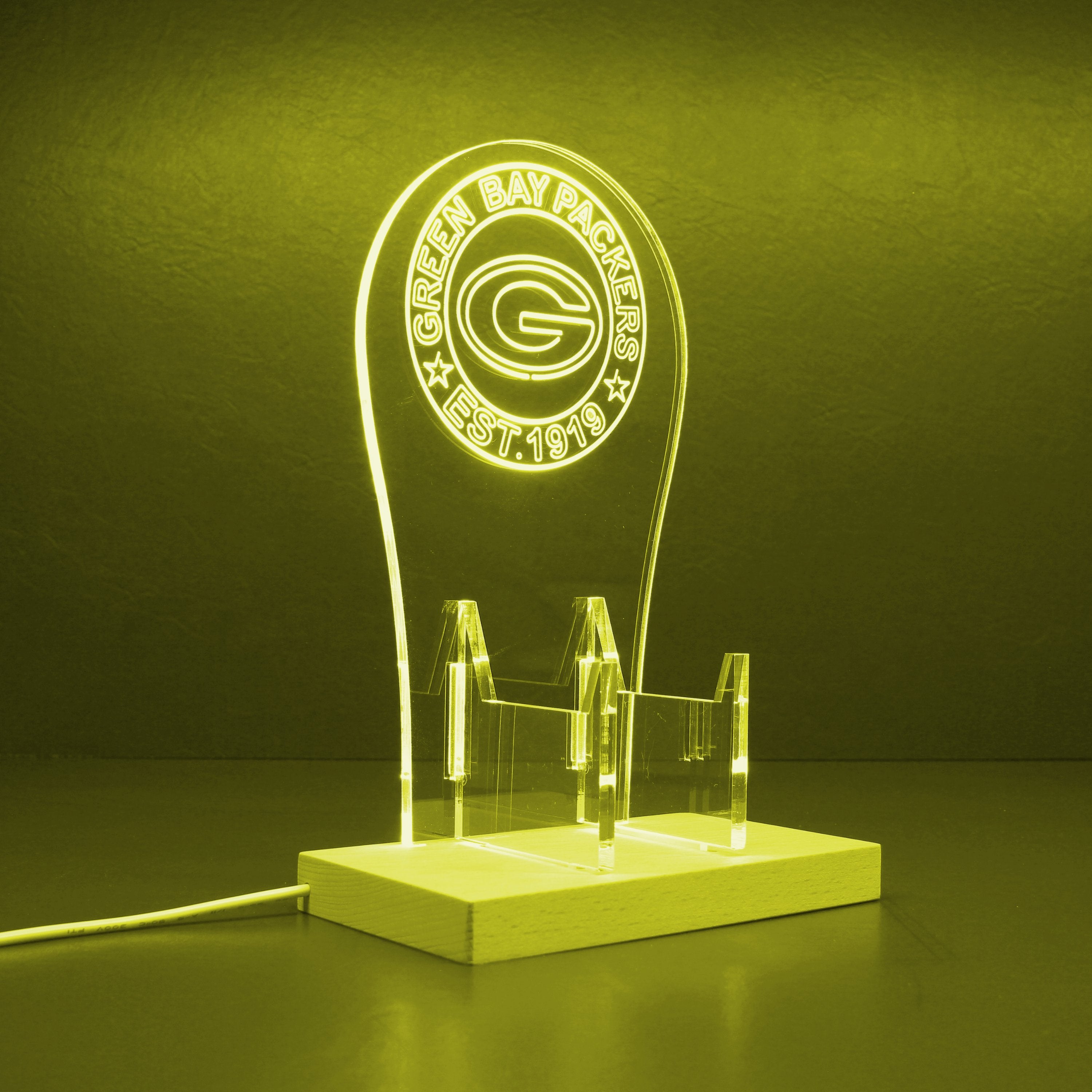 Custom Your NFL Sport Team Green Bay Packers Est.1919 RGB LED Gaming Headset Controller Stand